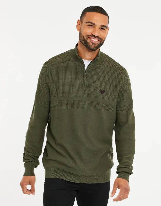 Men's Fig Leaf Quarter Zip Knitted Jumper sold by Threadbare