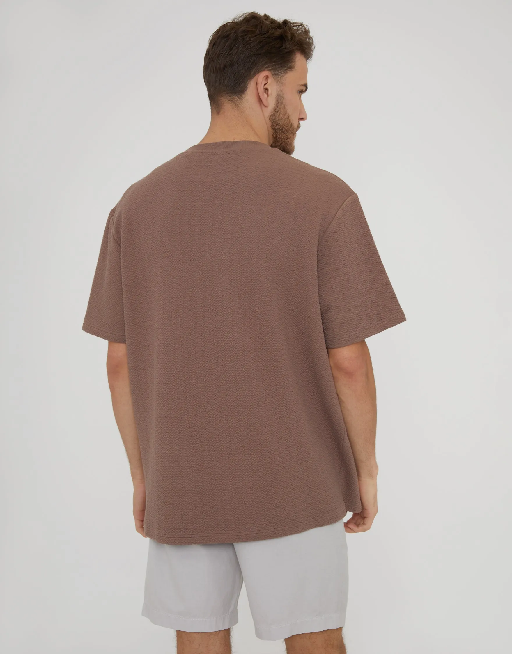 Deep Taupe Relaxed Fit Textured T-Shirt sold by Threadbare product image thumbnail 2