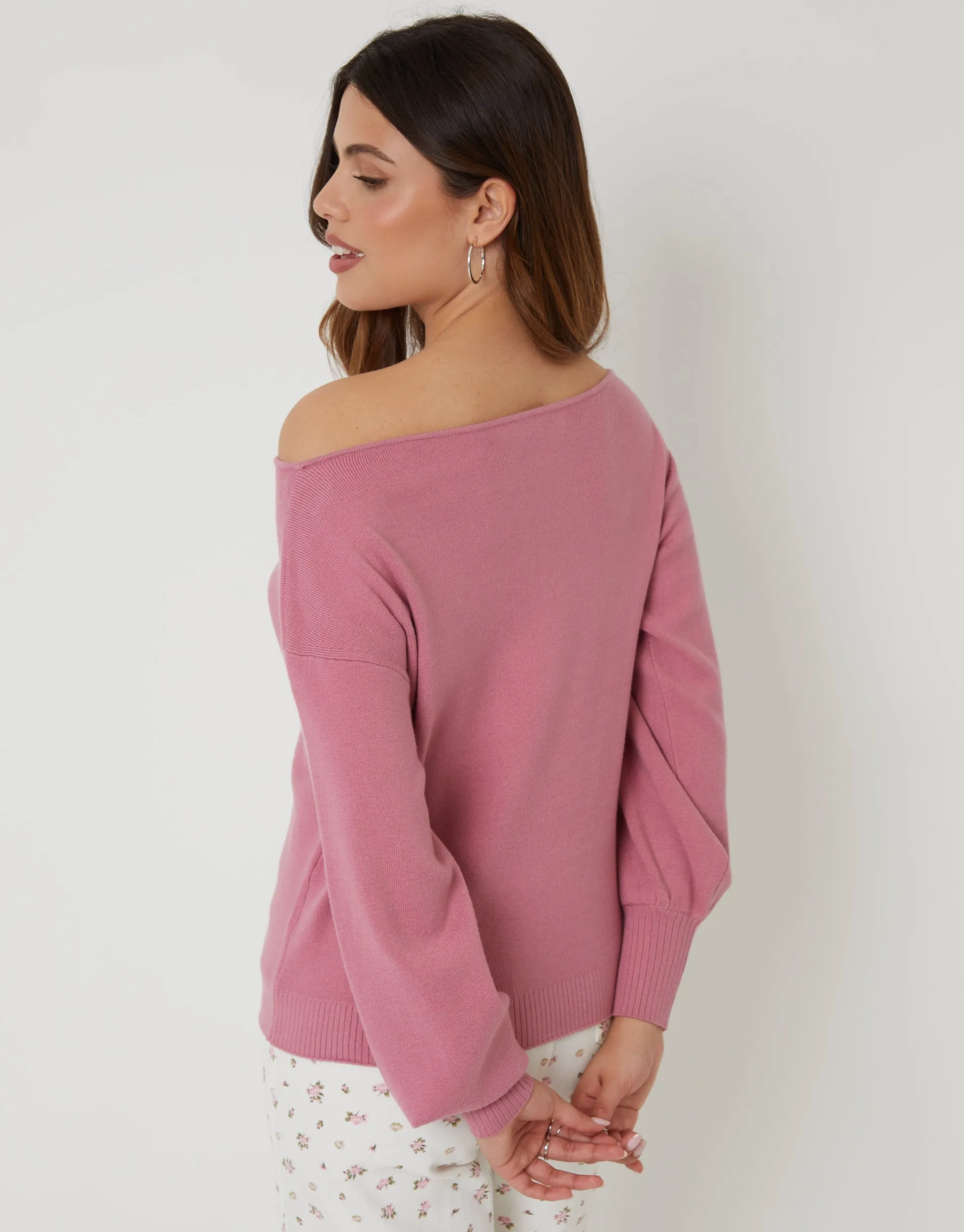 Pink Soft Slash Neck Jumper sold by Threadbare product image thumbnail 5