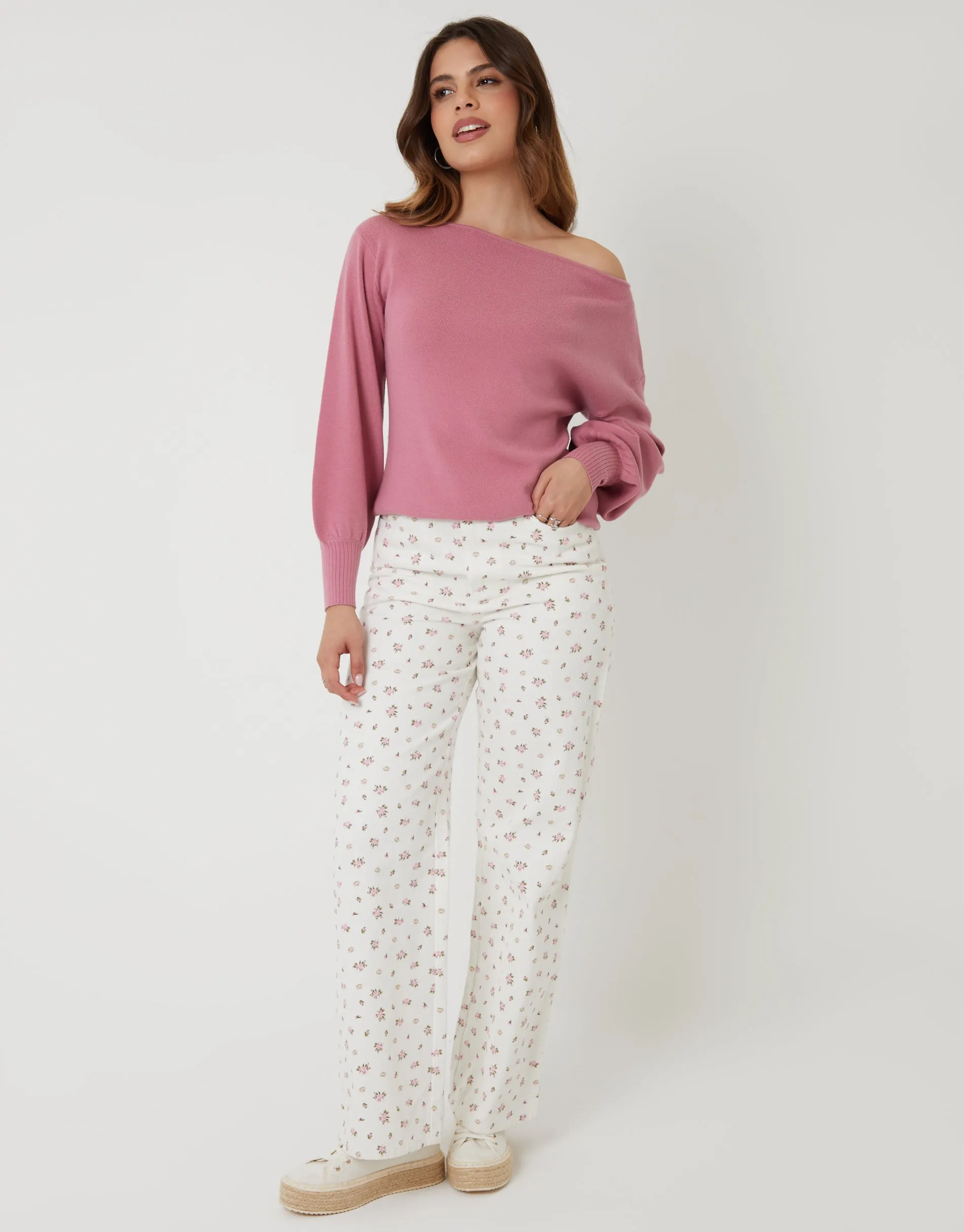 Pink Soft Slash Neck Jumper sold by Threadbare product image thumbnail 4