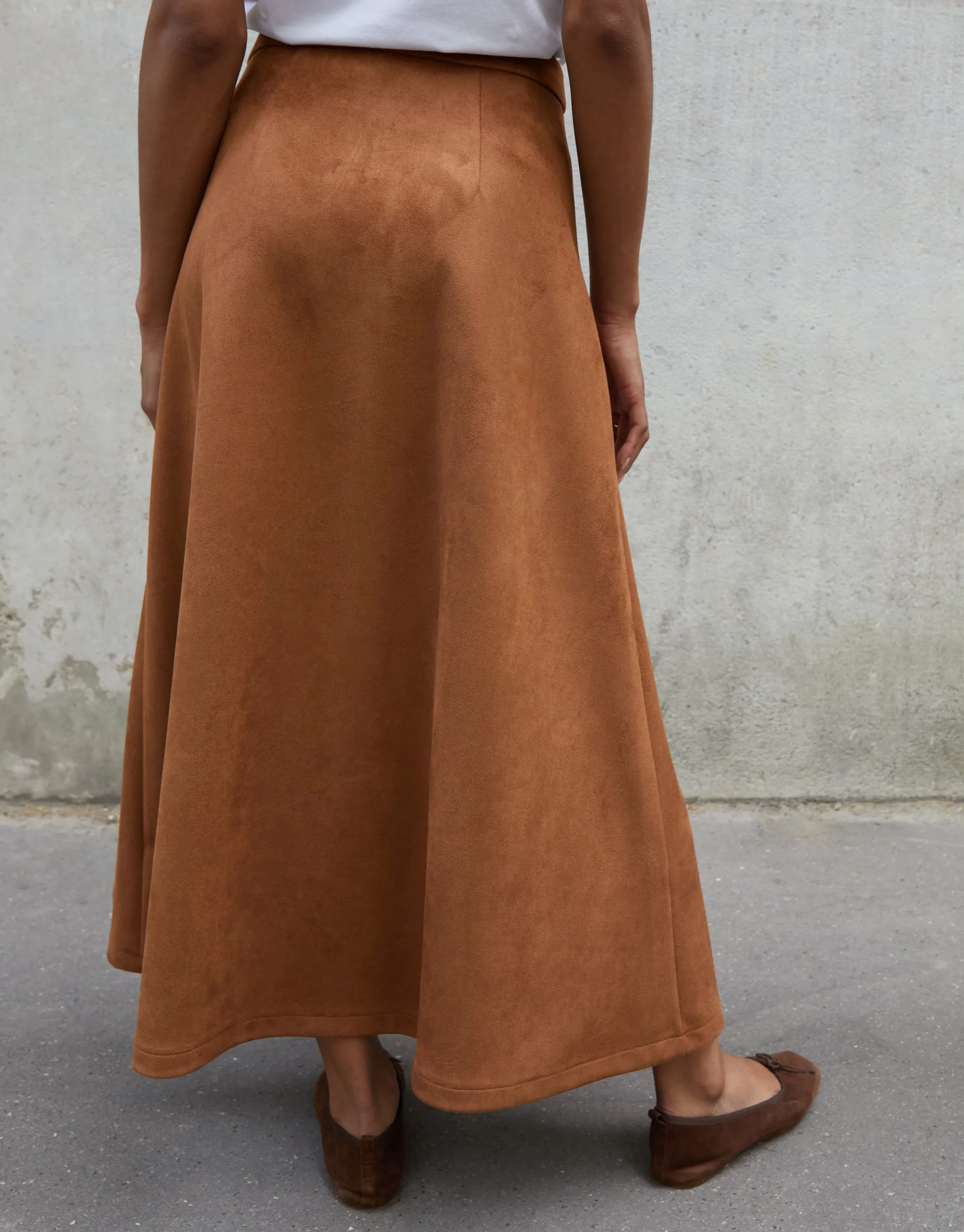 Tan Brown Button Front Suedette Skirt sold by Threadbare product image thumbnail 4