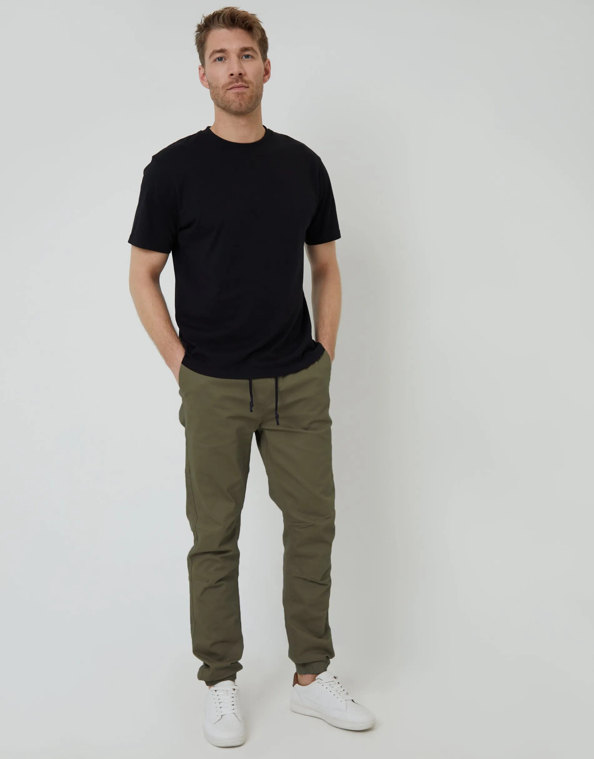 Khaki Green Jogger Style Drawcord Trousers sold by Threadbare product image thumbnail 3