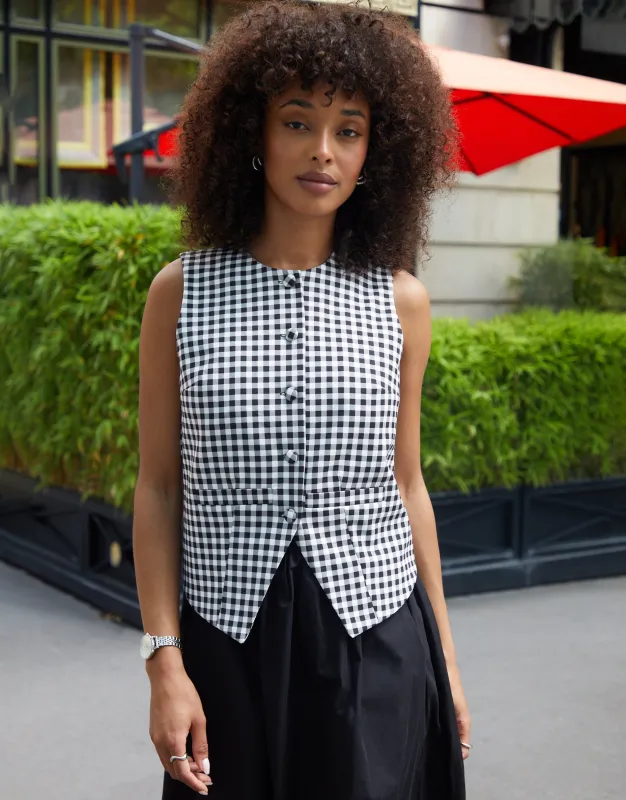 Gingham Crew Neck Waistcoat sold by Threadbare