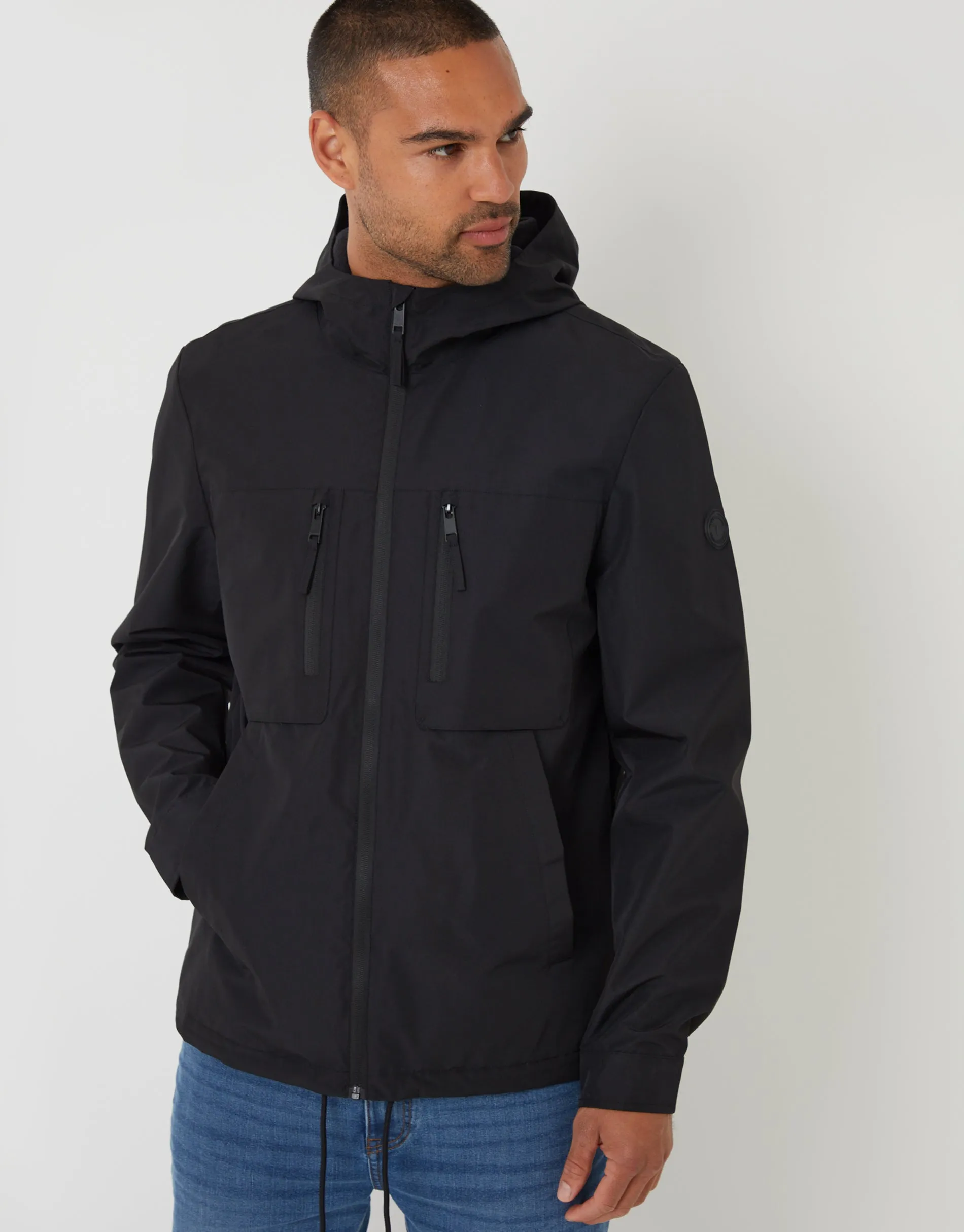Black Microfleece Lined Hooded Jacket sold by Threadbare product image thumbnail 4