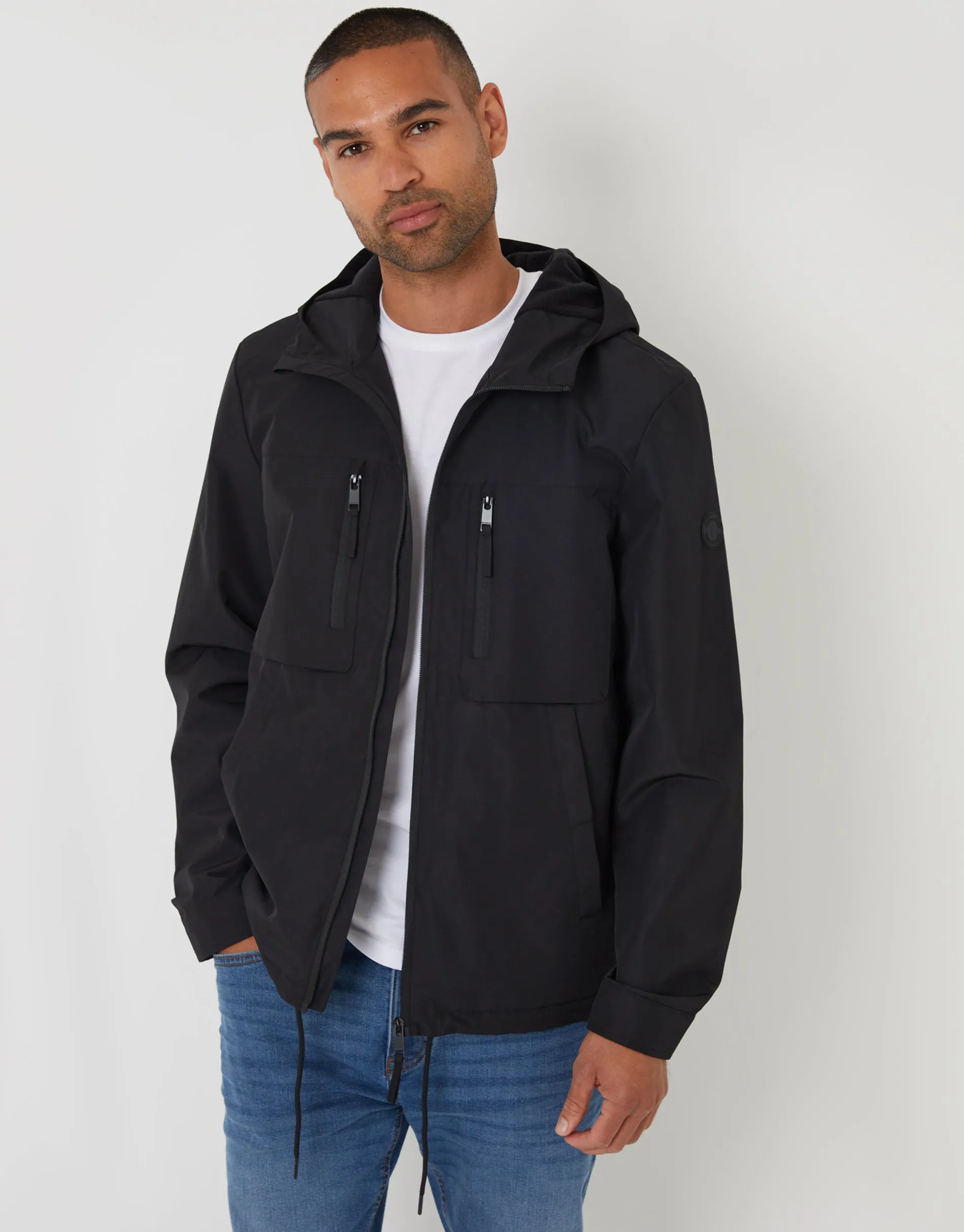 Black Microfleece Lined Hooded Jacket sold by Threadbare