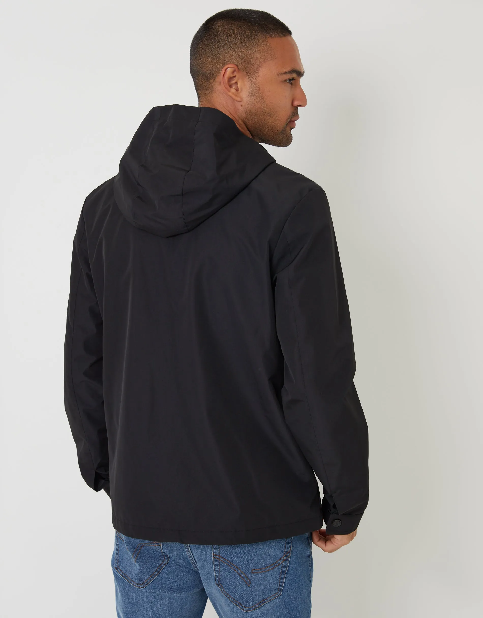 Black Microfleece Lined Hooded Jacket sold by Threadbare product image thumbnail 2