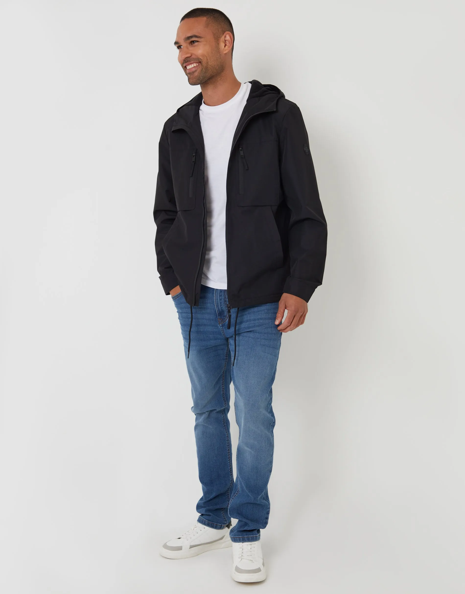 Black Microfleece Lined Hooded Jacket sold by Threadbare product image thumbnail 3