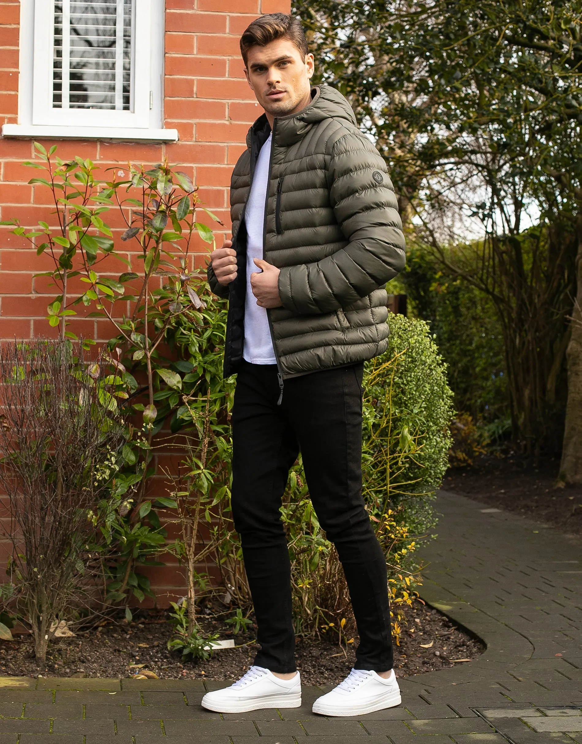 Men's Khaki Hooded Puffer Jacket sold by Threadbare product image thumbnail 3