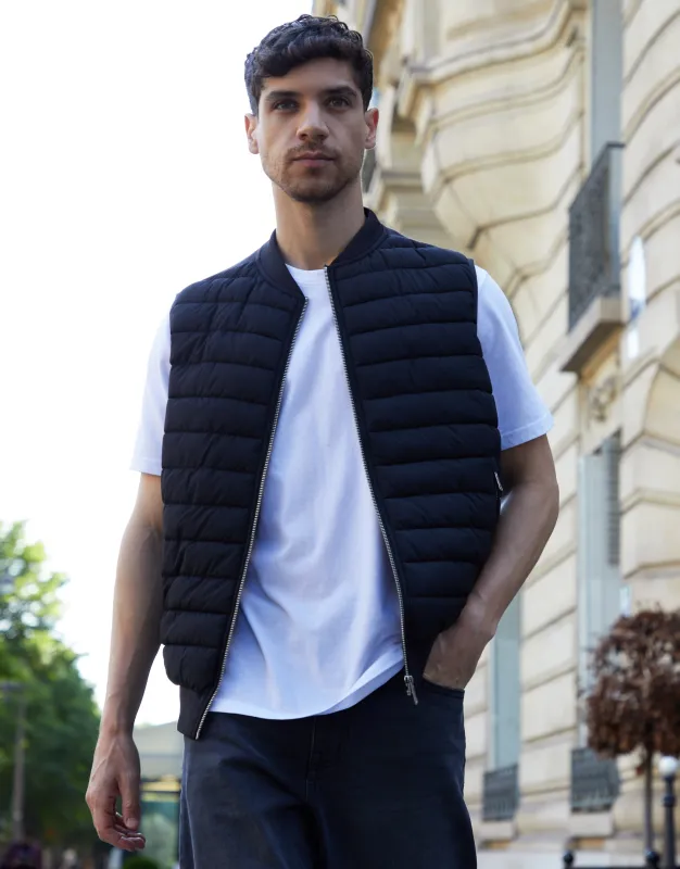 Black Quilted Hybrid Gilet sold by Threadbare