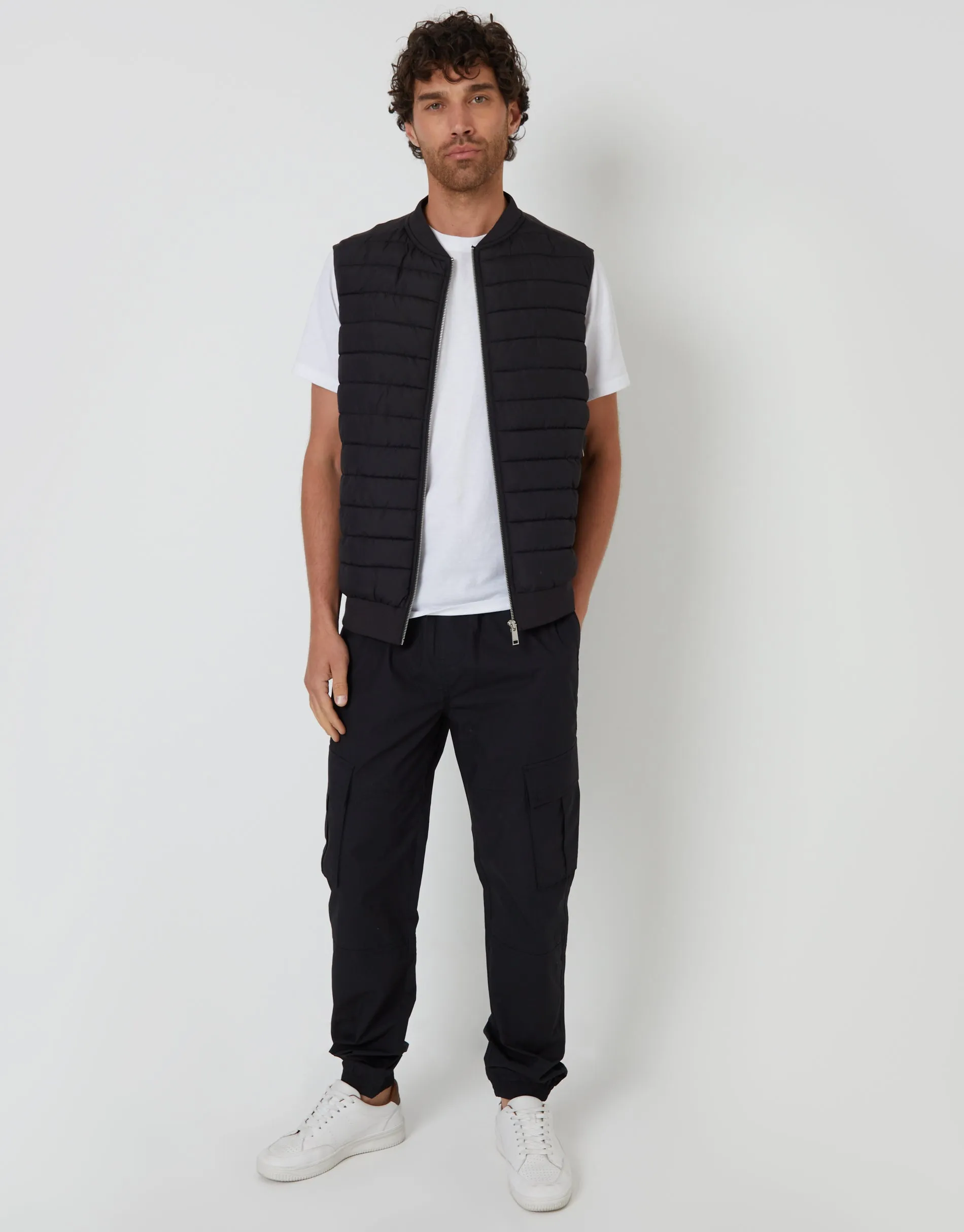 Black Quilted Hybrid Gilet sold by Threadbare product image thumbnail 4
