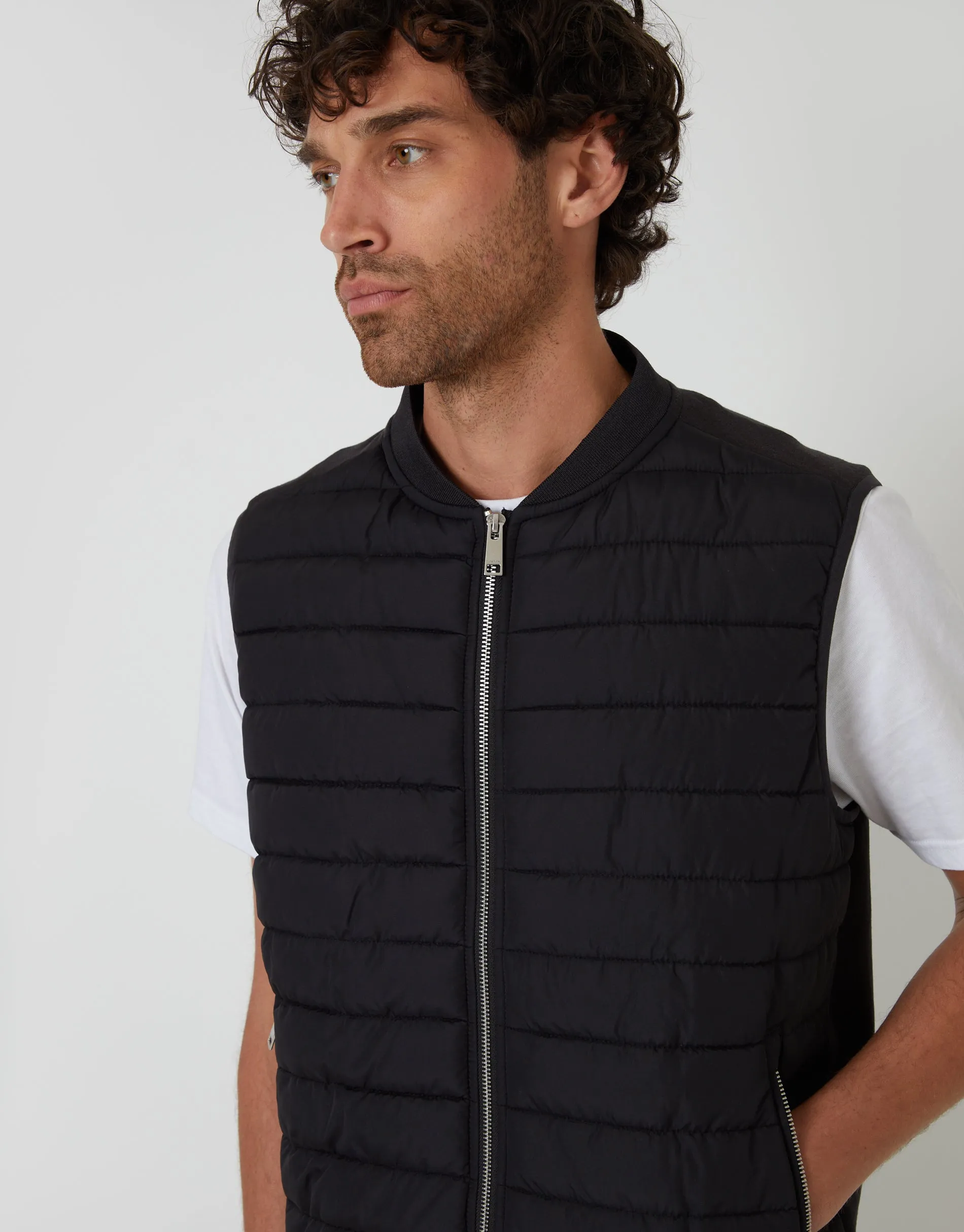 Black Quilted Hybrid Gilet sold by Threadbare product image thumbnail 5