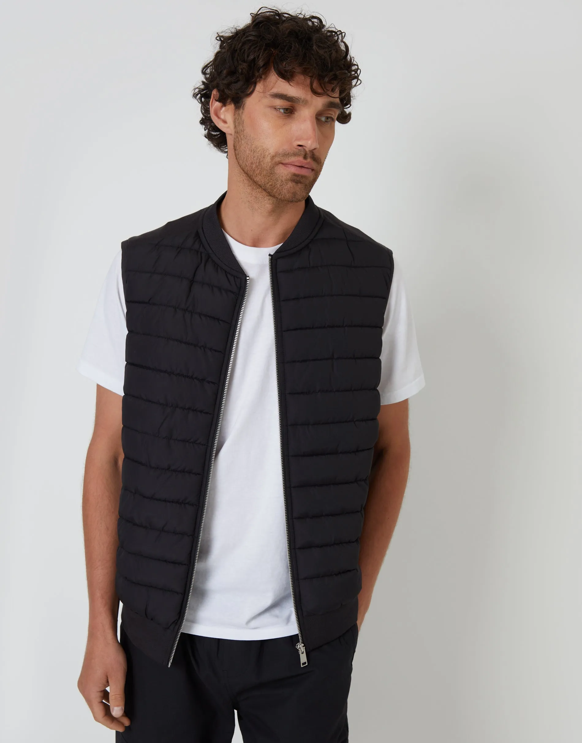 Black Quilted Hybrid Gilet sold by Threadbare product image thumbnail 2