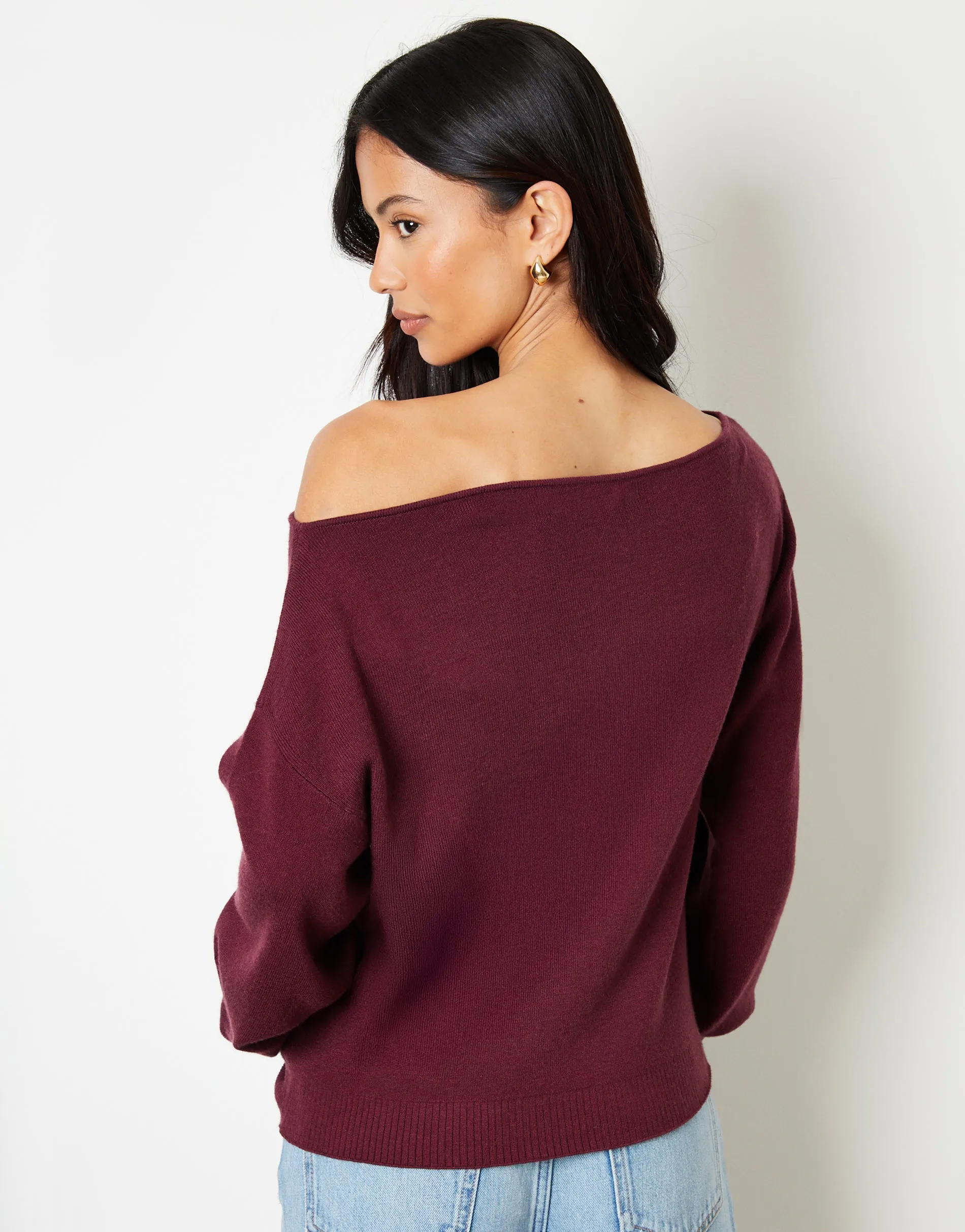 Berry Red Soft Slash Neck Jumper sold by Threadbare product image thumbnail 2