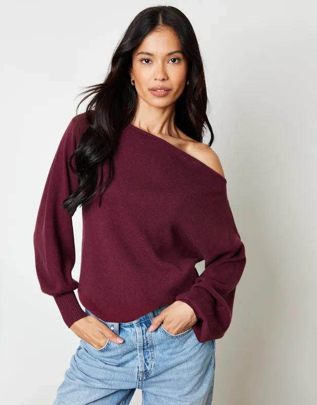 Berry Red Soft Slash Neck Jumper sold by Threadbare