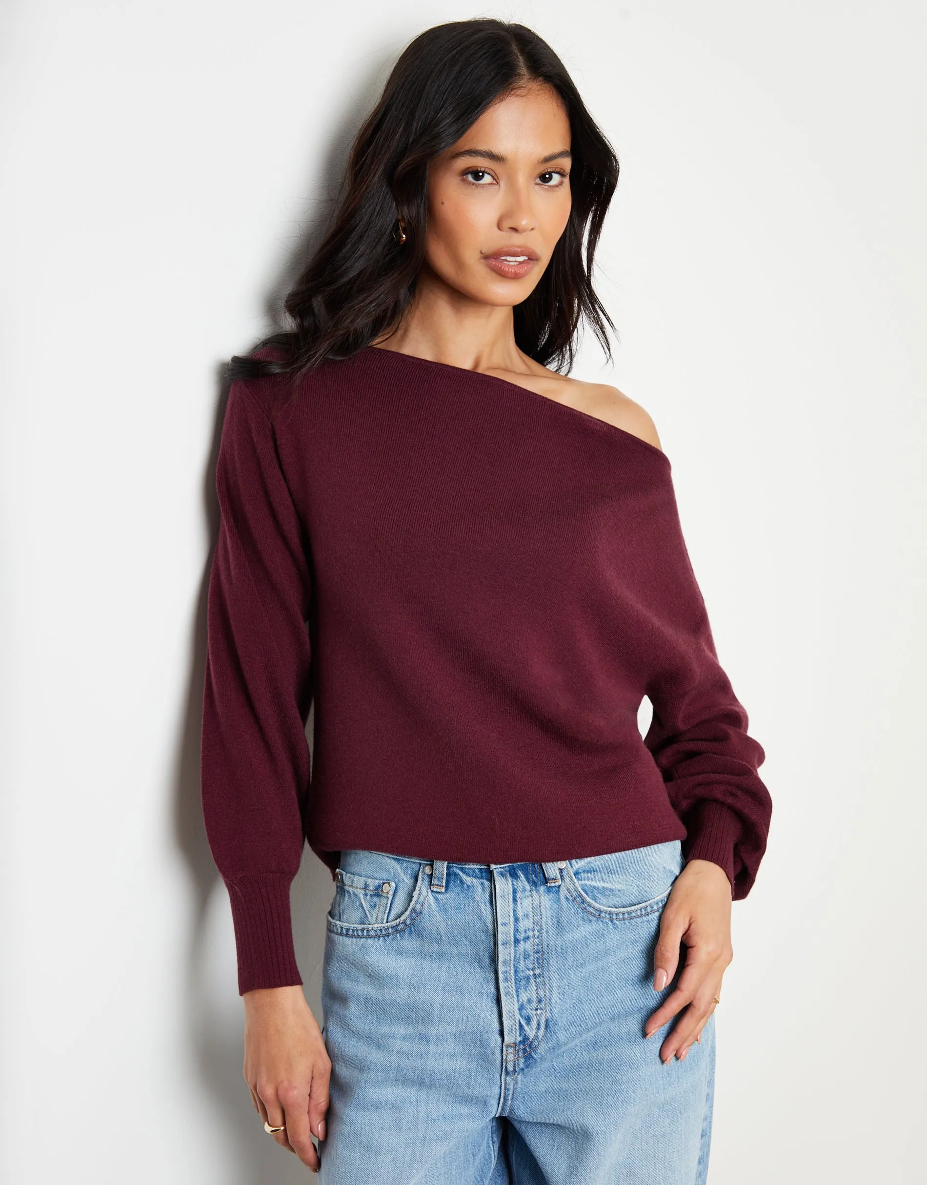 Berry Red Soft Slash Neck Jumper sold by Threadbare product image thumbnail 3