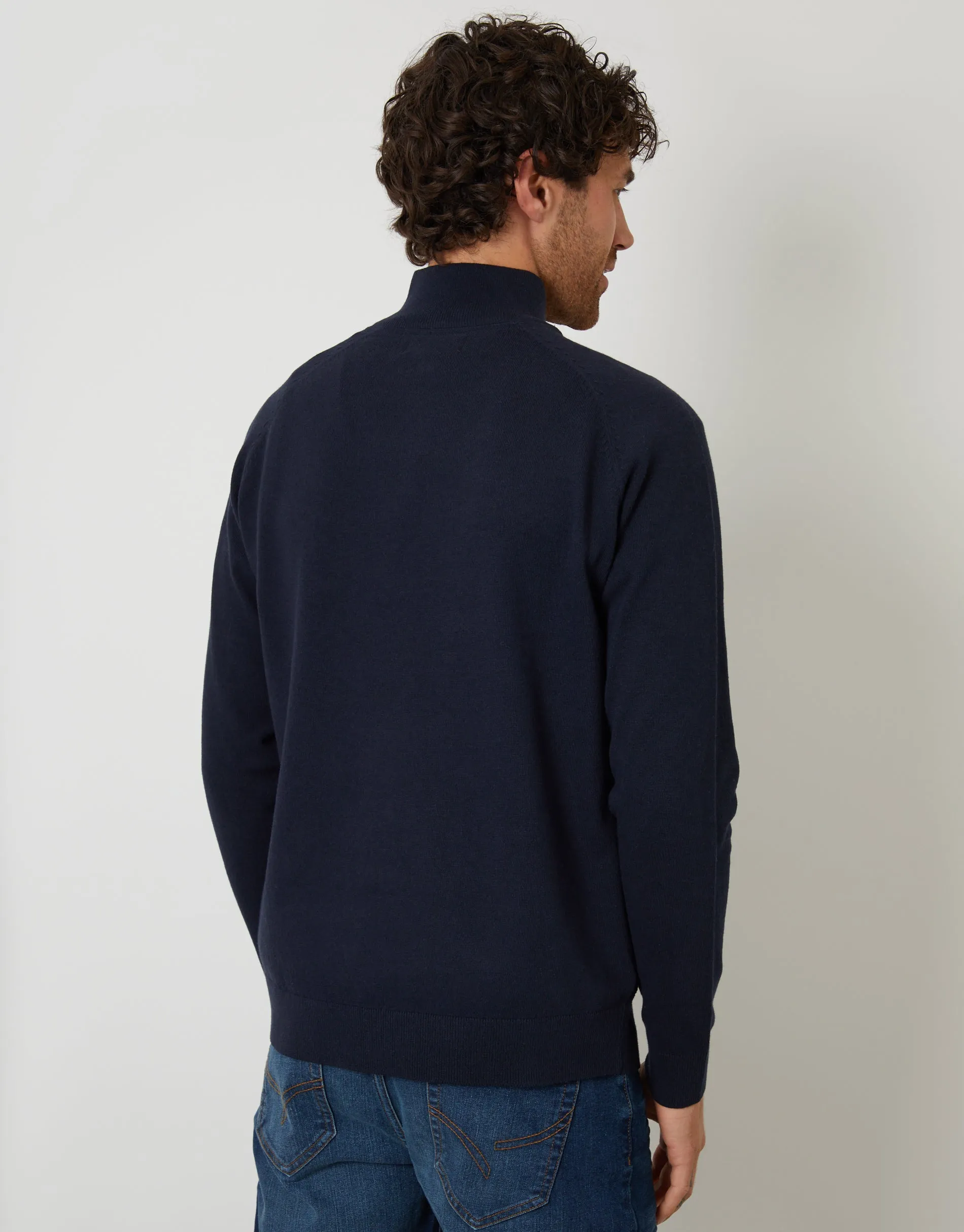 Navy Raglan Knitted Quarter Zip Jumper sold by Threadbare product image thumbnail 2