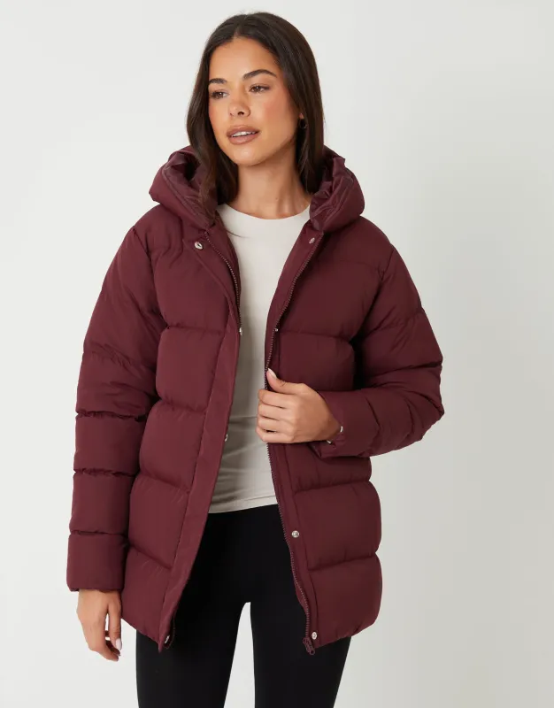 Berry Red Puffer Jacket sold by Threadbare