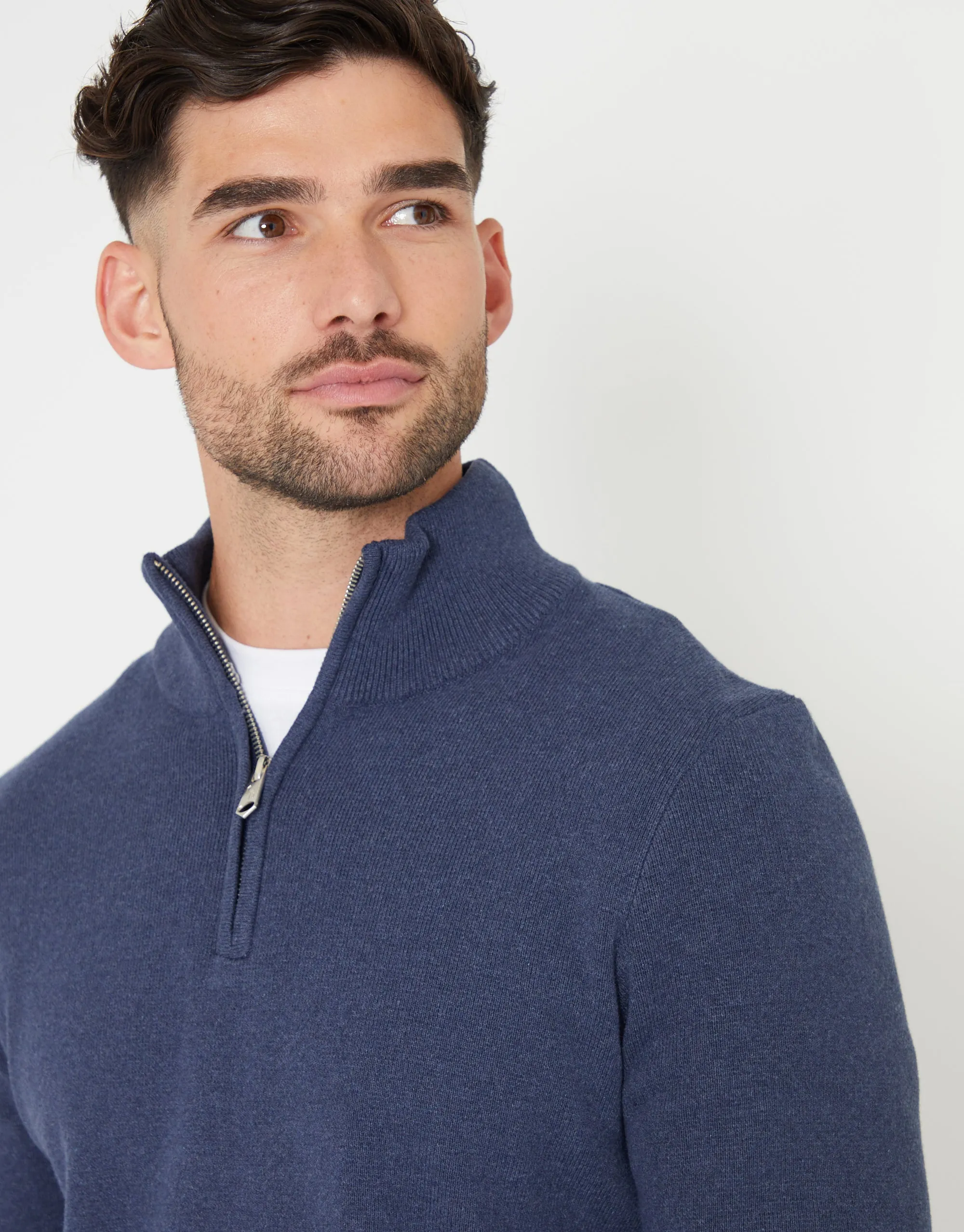 Blue Knitted Quarter Zip Jumper sold by Threadbare product image thumbnail 4