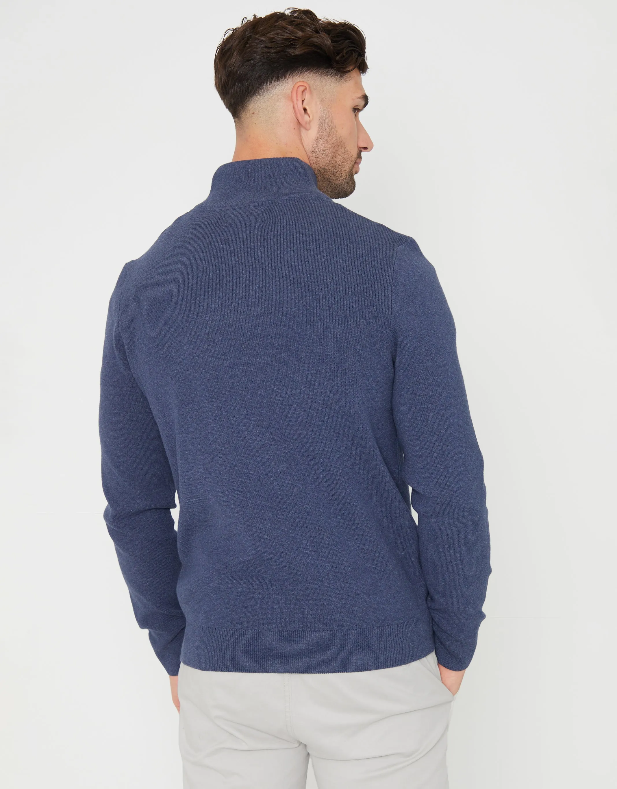 Blue Knitted Quarter Zip Jumper sold by Threadbare product image thumbnail 2