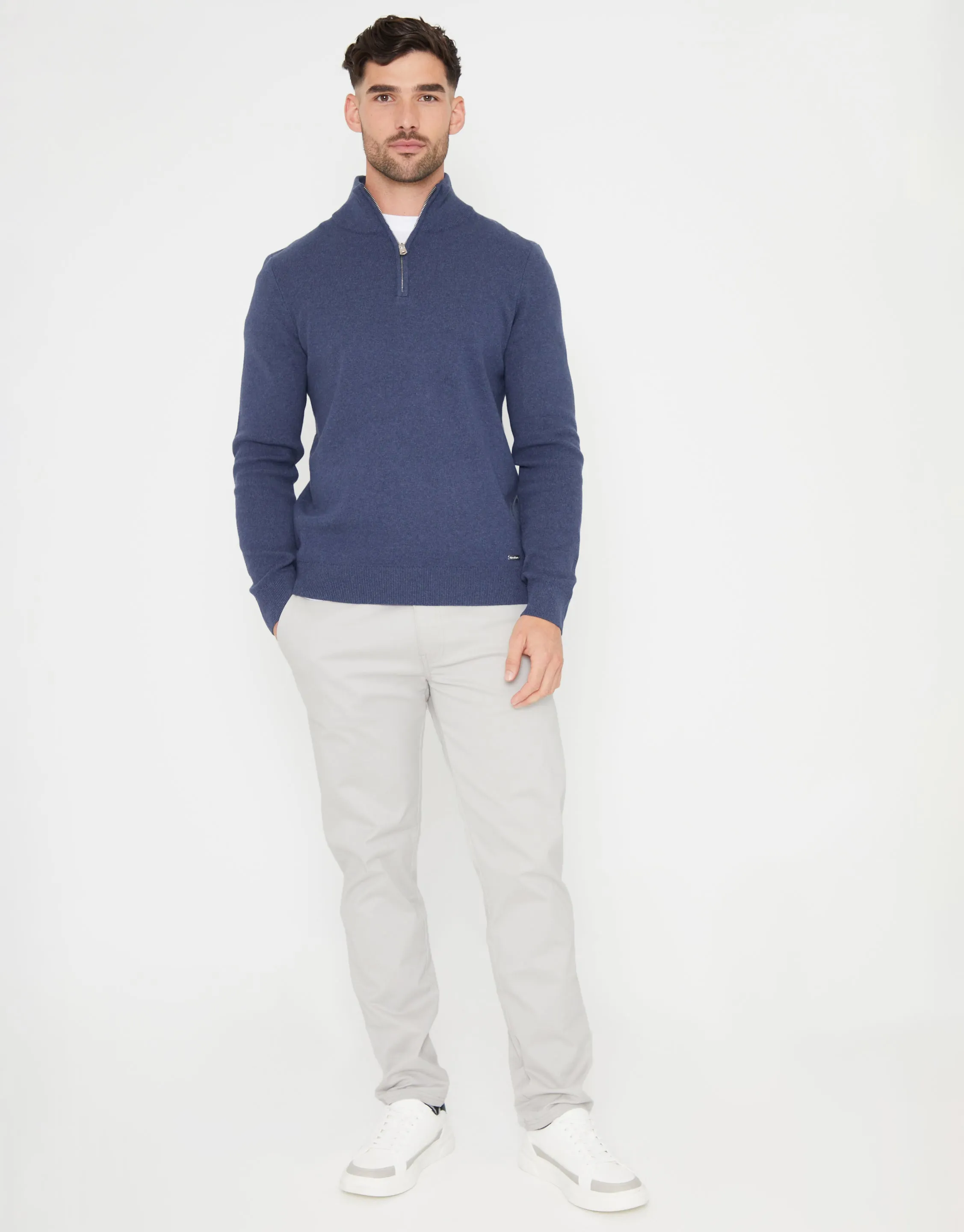 Blue Knitted Quarter Zip Jumper sold by Threadbare product image thumbnail 3