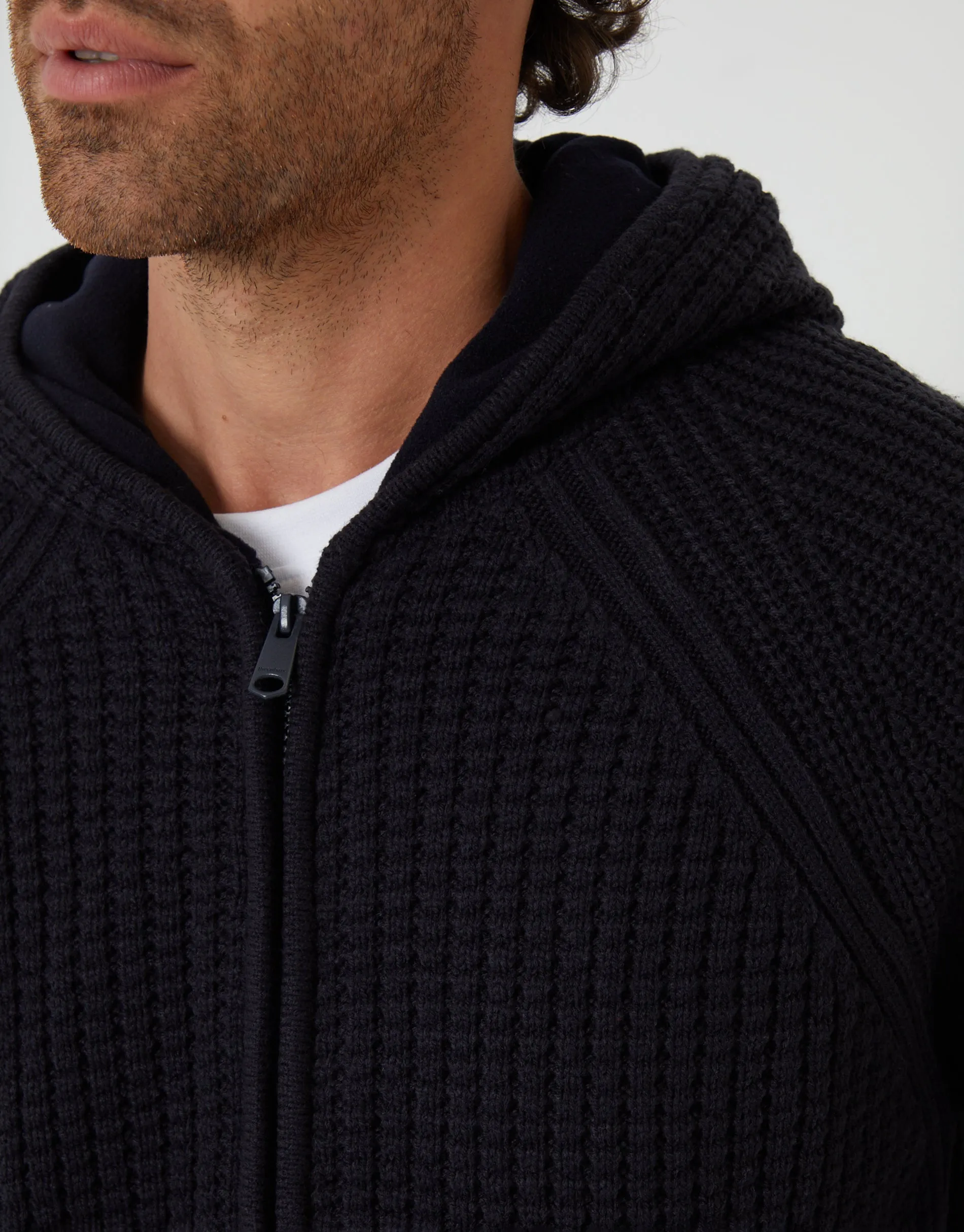 Navy Zip Up Knitted Microfleece Lined Hoodie sold by Threadbare product image thumbnail 4