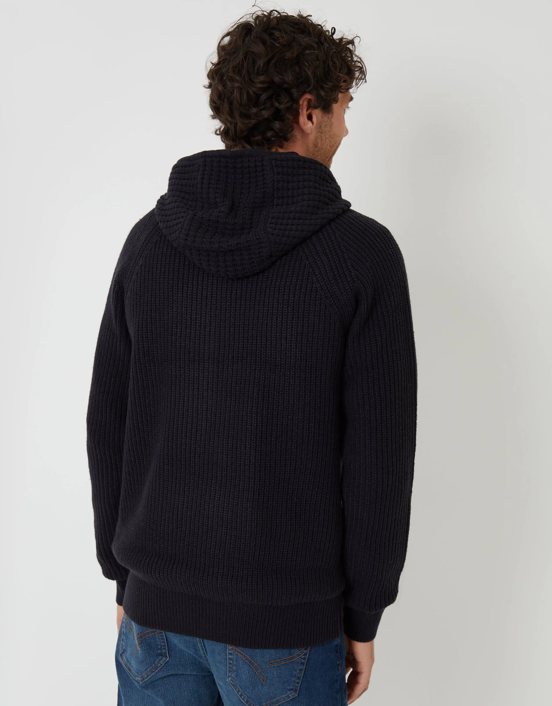 Navy Zip Up Knitted Microfleece Lined Hoodie sold by Threadbare product image thumbnail 2