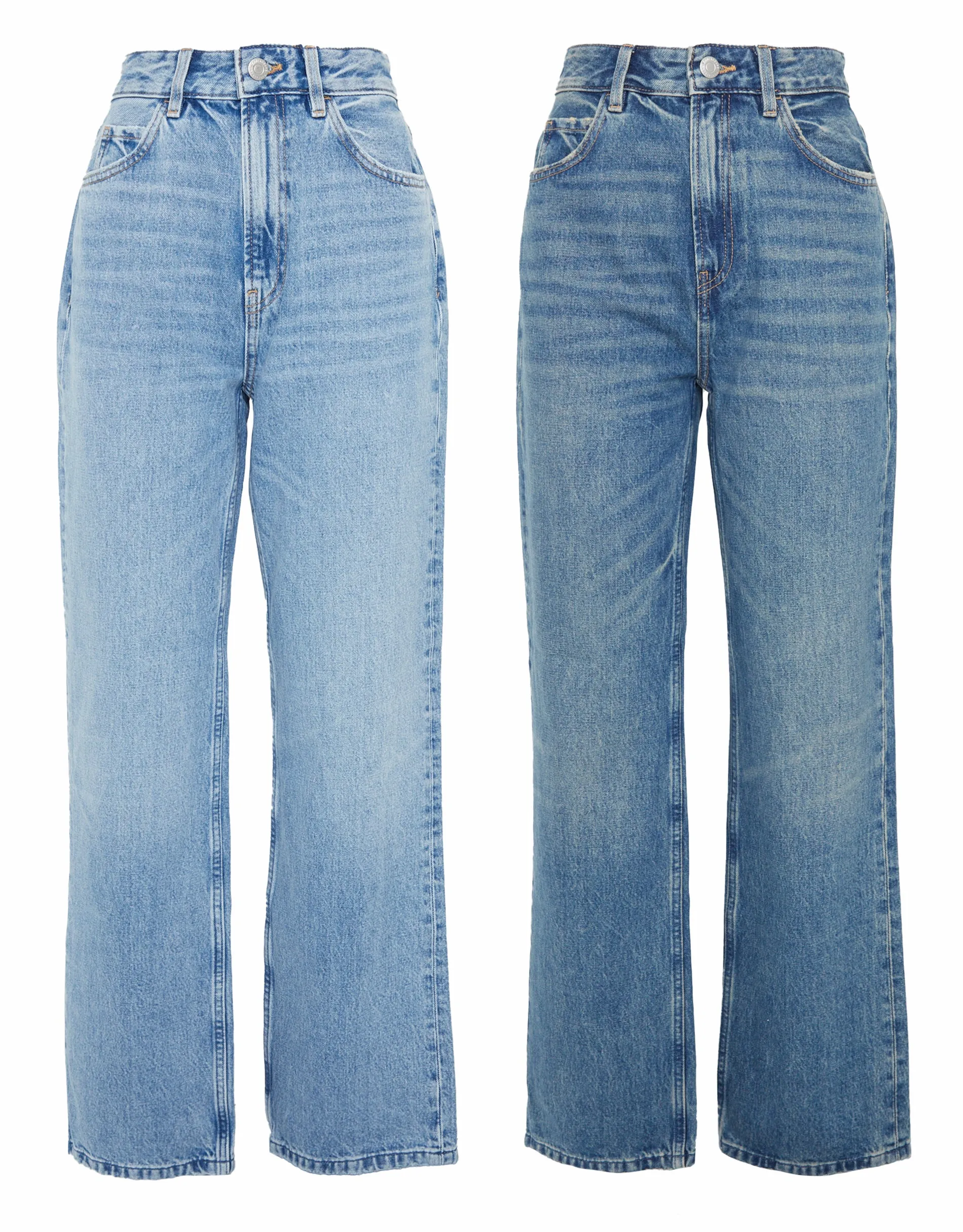 Light & Mid Wash Baggy Wide Leg Jeans (2 Pack) sold by Threadbare