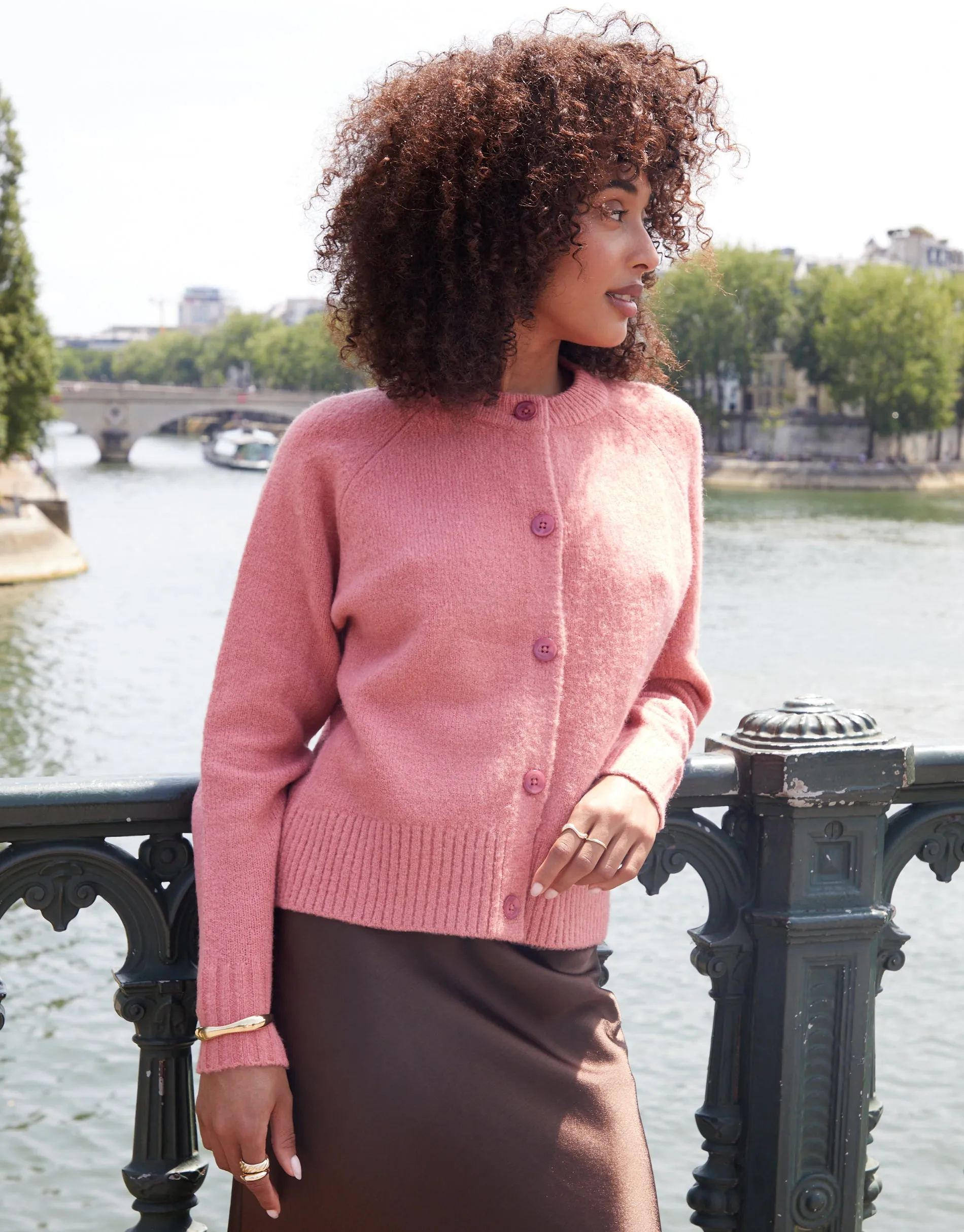 Pink Button Up Knitted Cardigan sold by Threadbare product image thumbnail 3