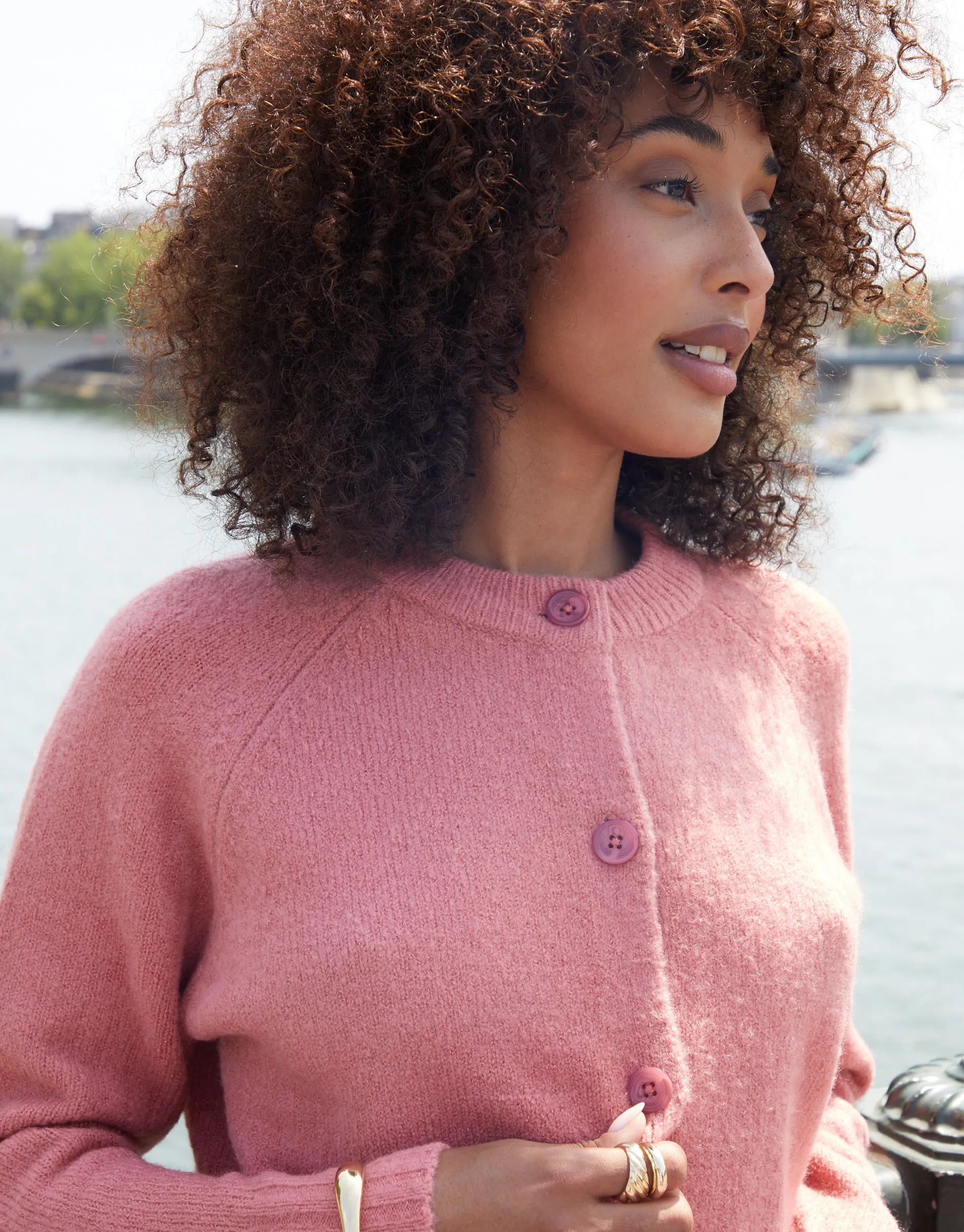 Pink Button Up Knitted Cardigan sold by Threadbare product image thumbnail 2