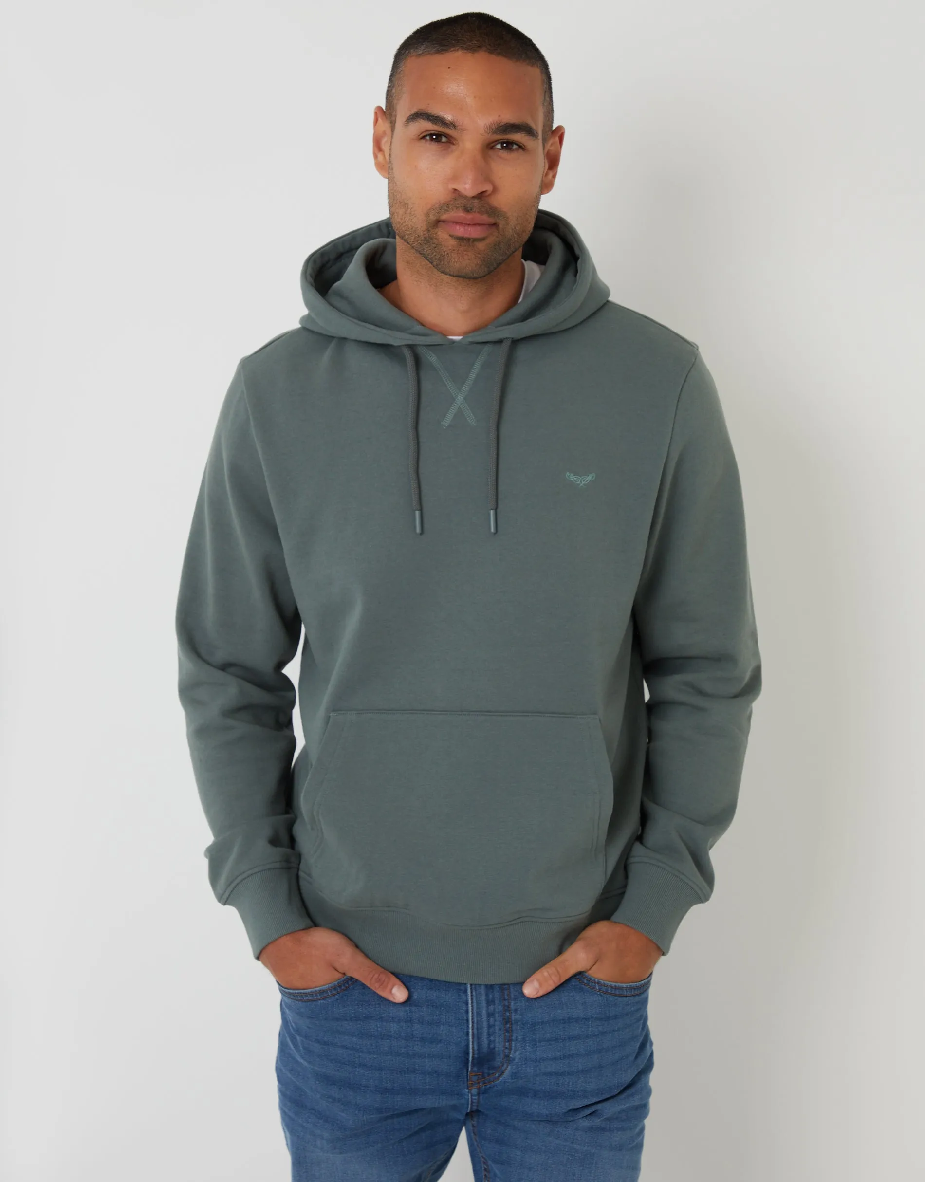 Petrol Blue Overhead Hoodie sold by Threadbare