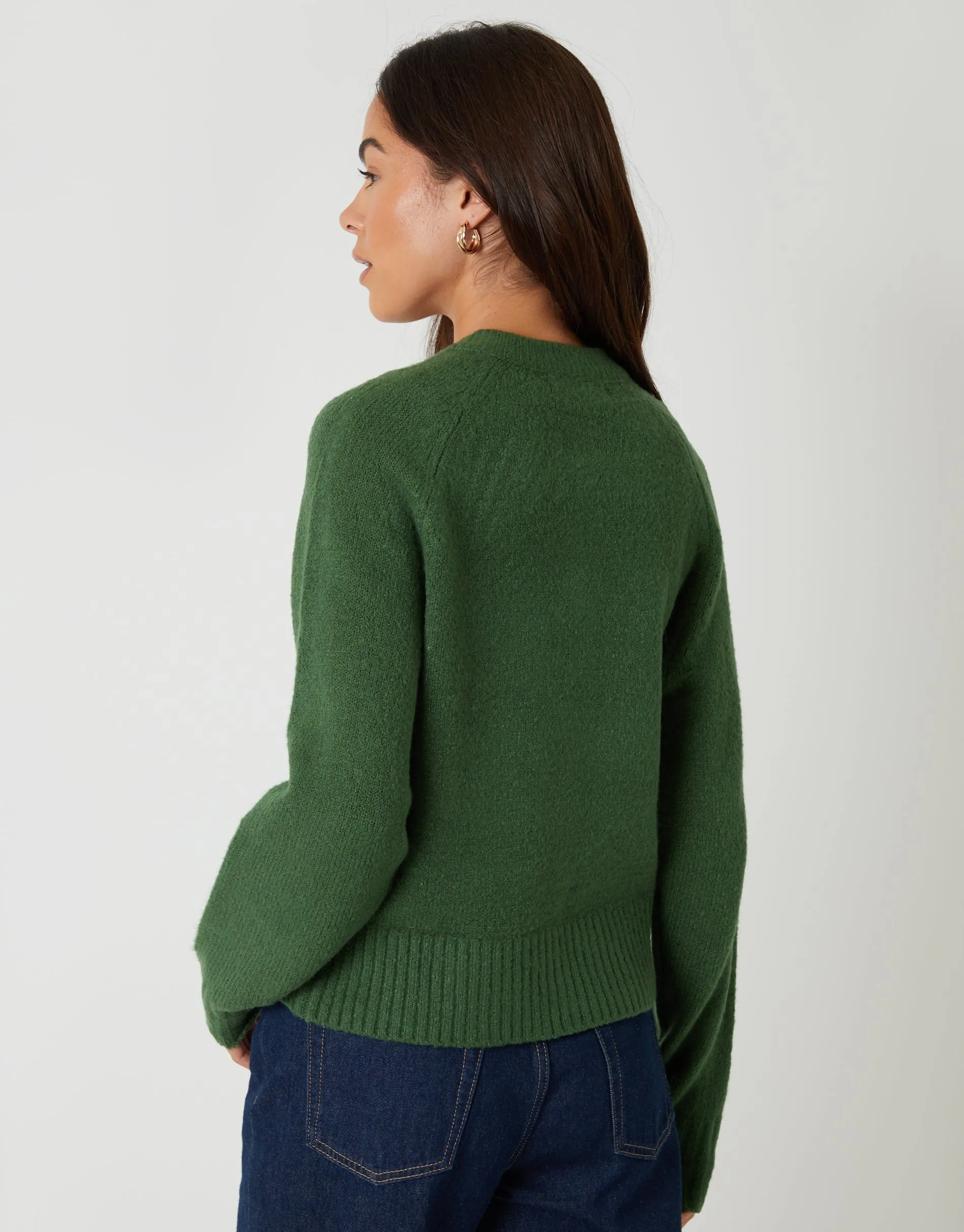 Green Button Up Knitted Cardigan sold by Threadbare product image thumbnail 2