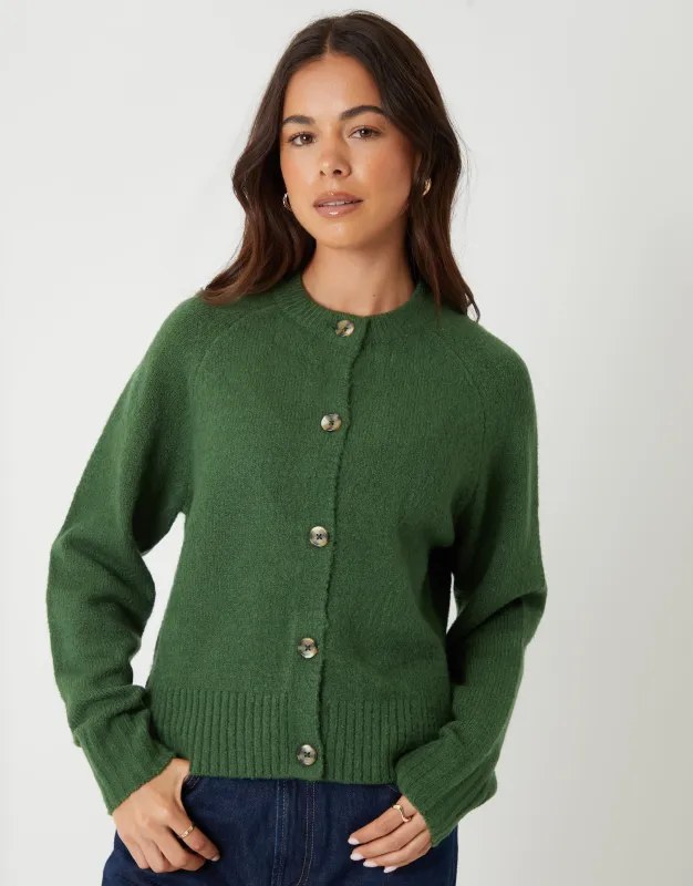 Green Button Up Knitted Cardigan sold by Threadbare