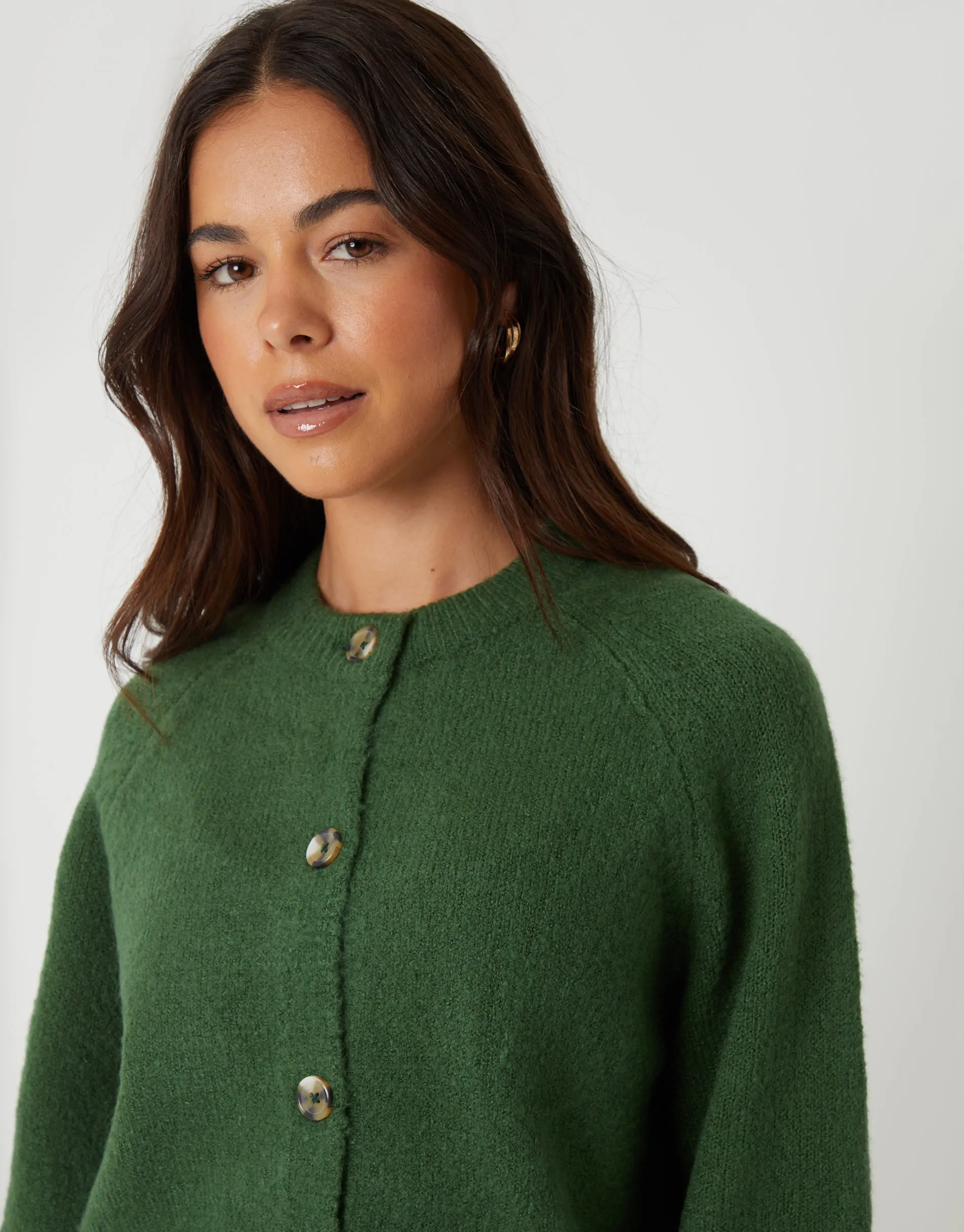 Green Button Up Knitted Cardigan sold by Threadbare product image thumbnail 4