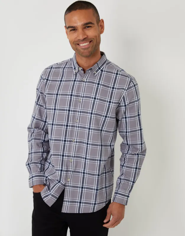 Grey Brushed Flannel Check Long Sleeve Shirt sold by Threadbare