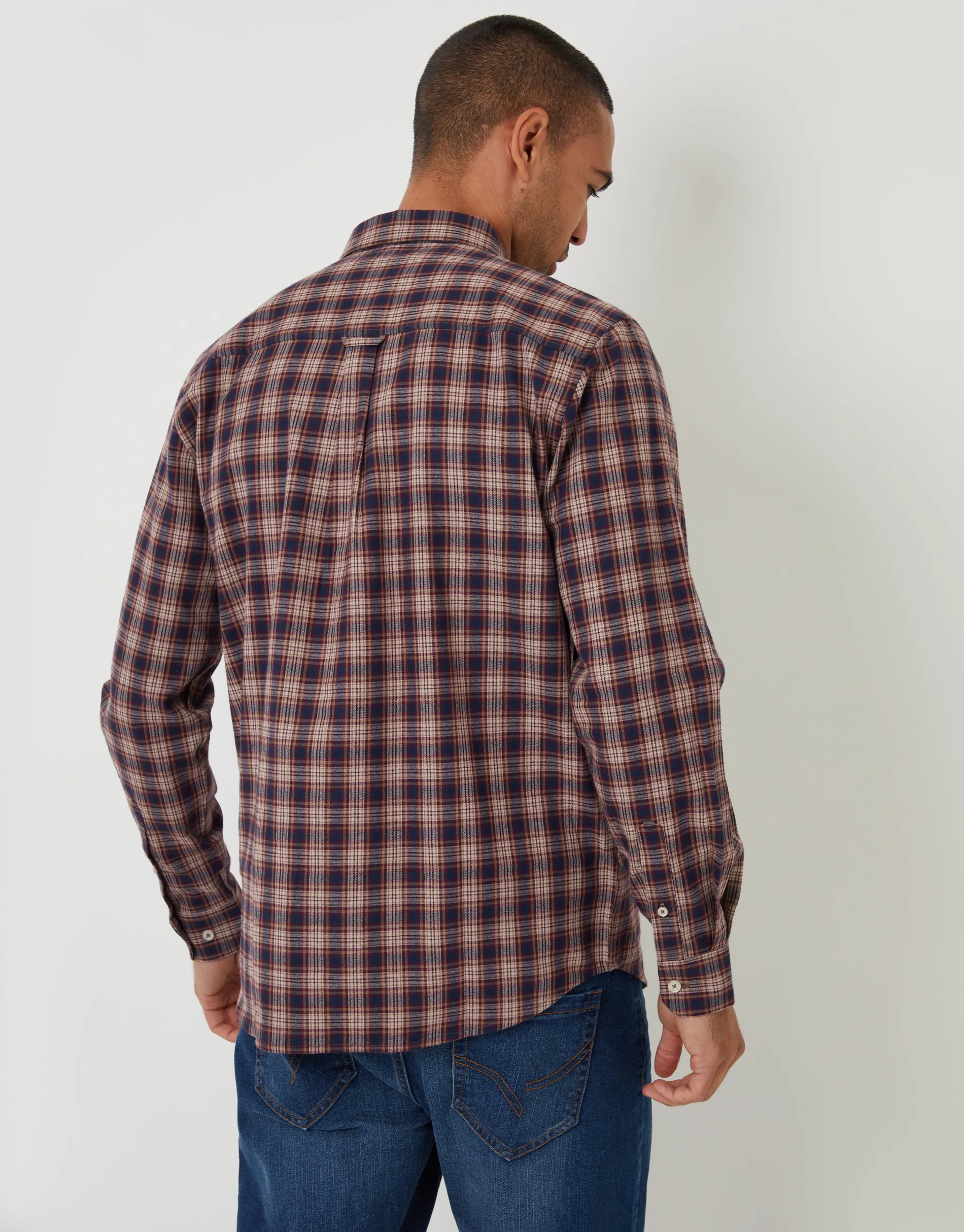 Brown Brushed Flannel Check Long Sleeve Shirt sold by Threadbare product image thumbnail 2