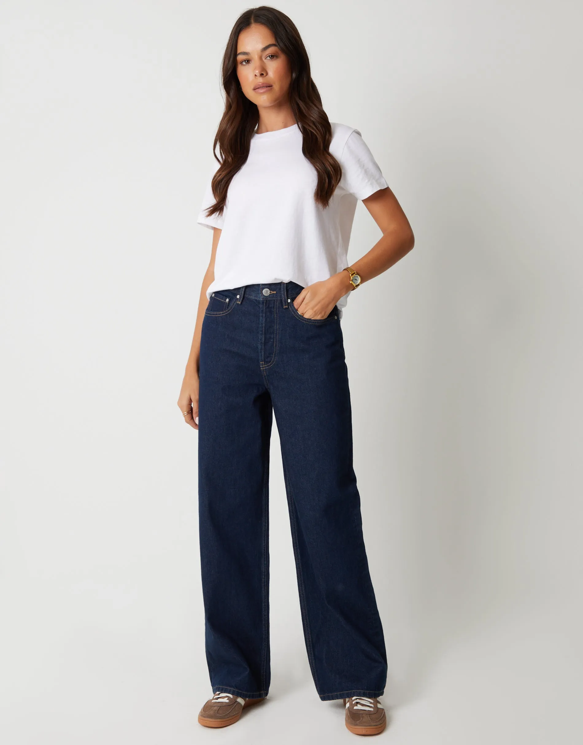 Indigo Wash Baggy Wide Leg Jeans sold by Threadbare product image thumbnail 3