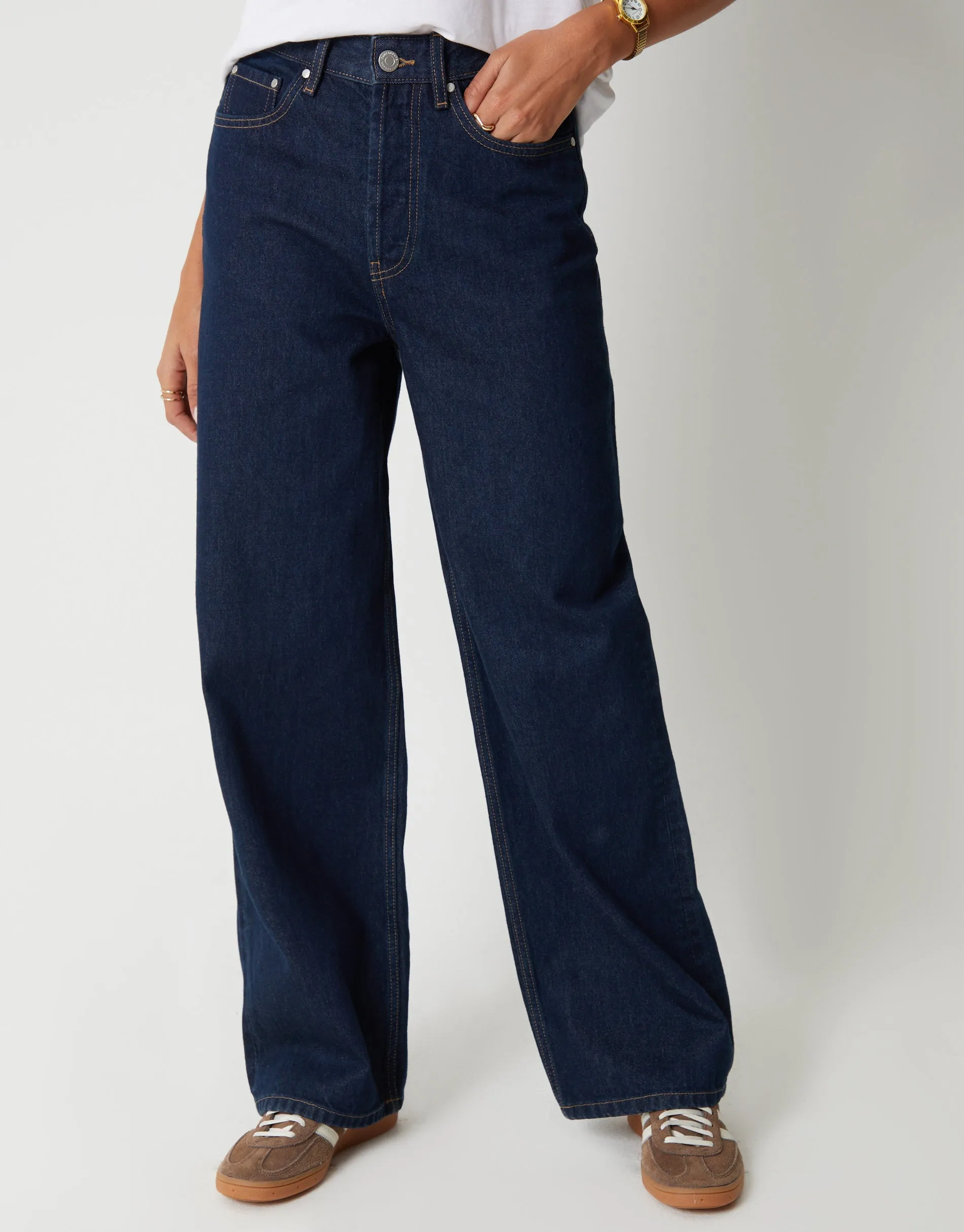 Indigo Wash Baggy Wide Leg Jeans sold by Threadbare product image thumbnail 4