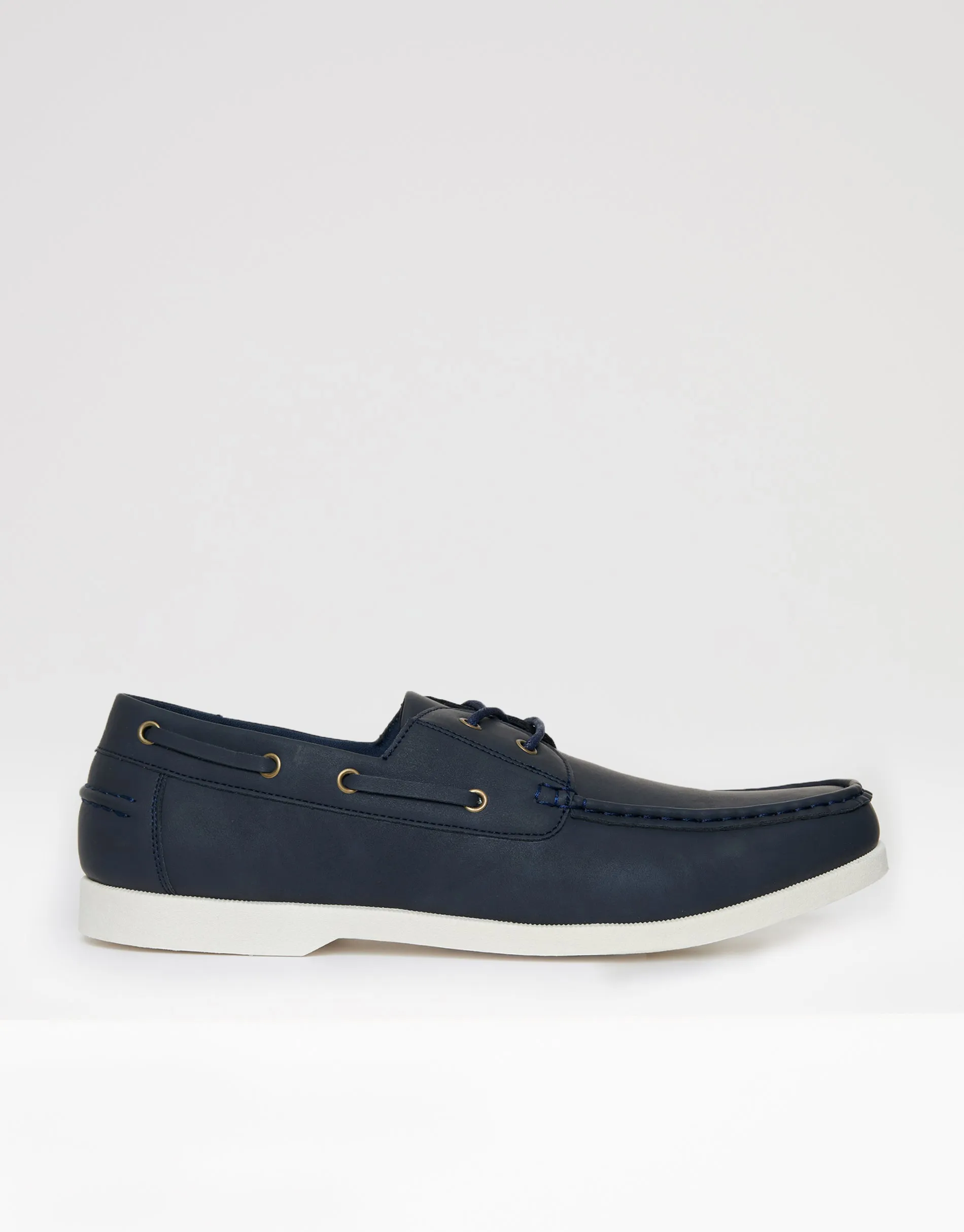 Navy Faux Suede Boat Shoes sold by Threadbare