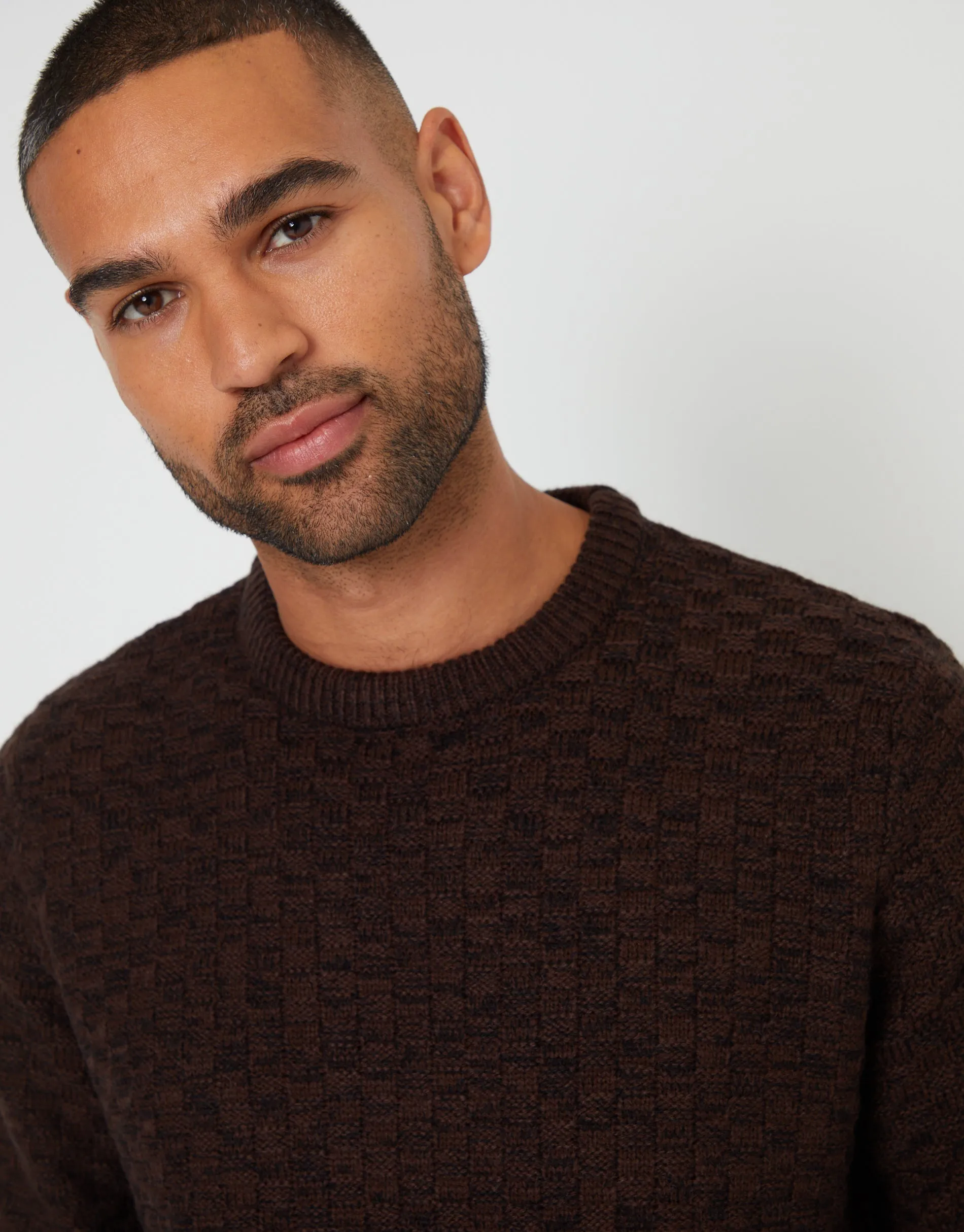 Brown Knitted Crew Neck Jumper sold by Threadbare product image thumbnail 4