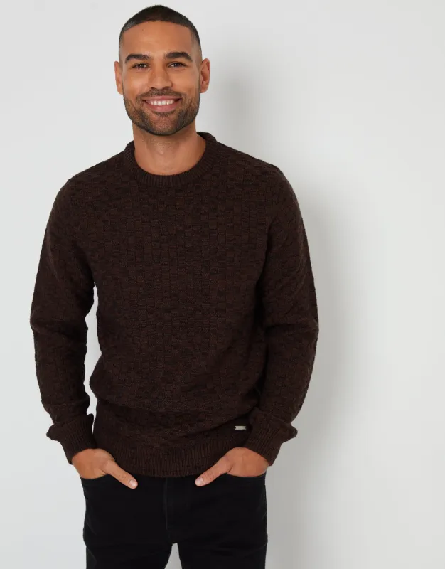 Brown Knitted Crew Neck Jumper sold by Threadbare