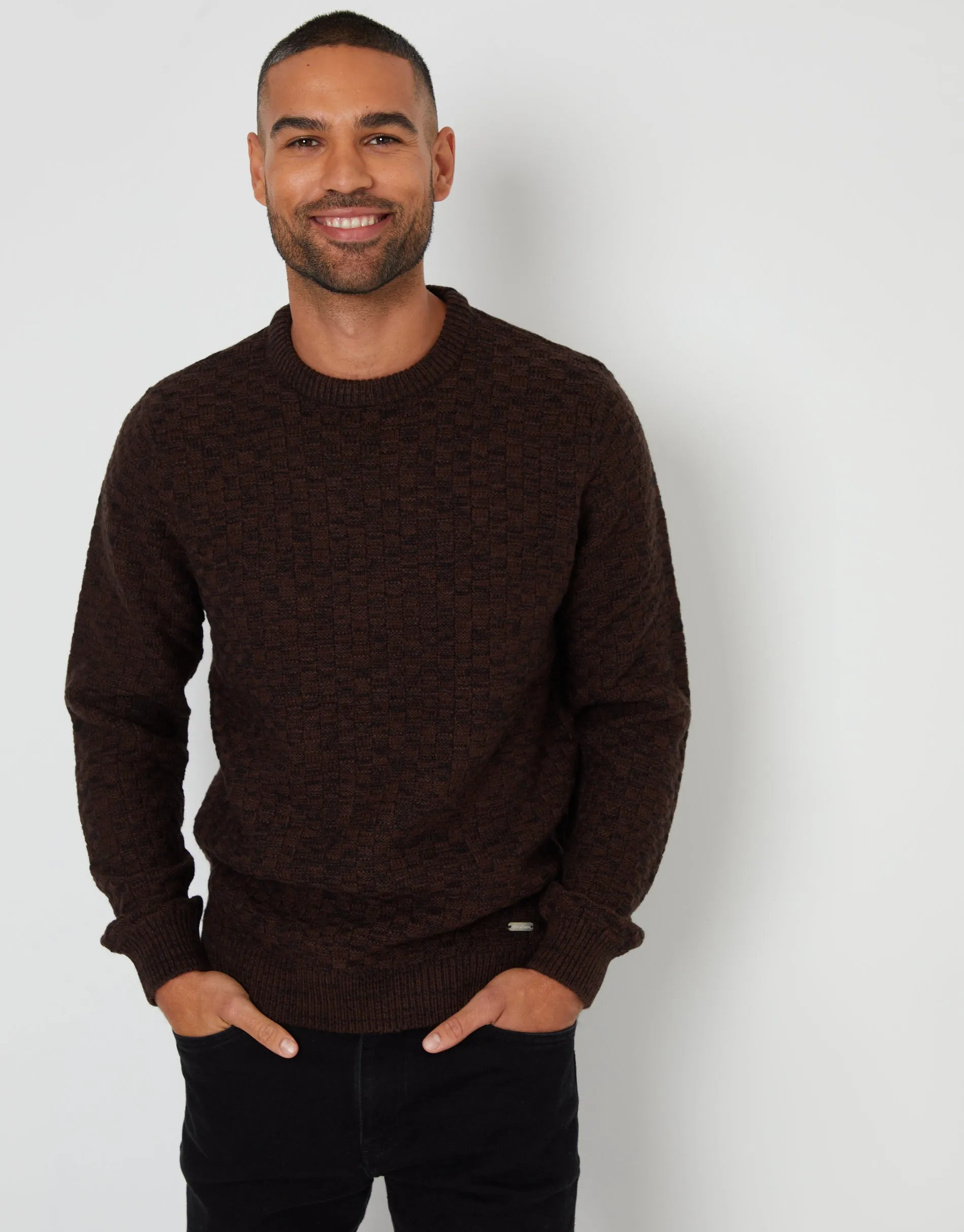 Brown Knitted Crew Neck Jumper sold by Threadbare