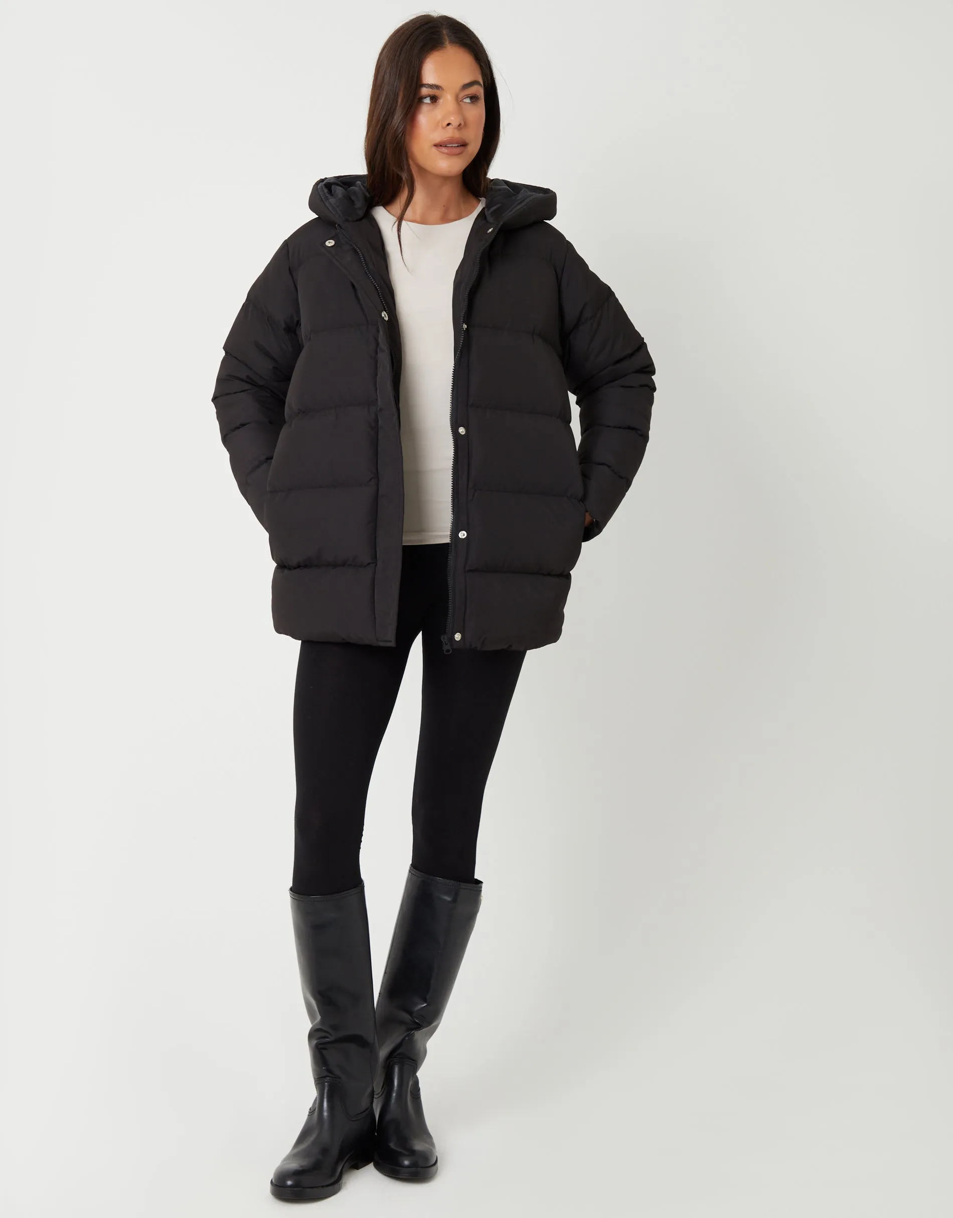 Black Petite Puffer Jacket sold by Threadbare product image thumbnail 4