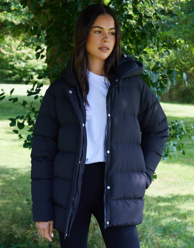 Black Petite Puffer Jacket sold by Threadbare