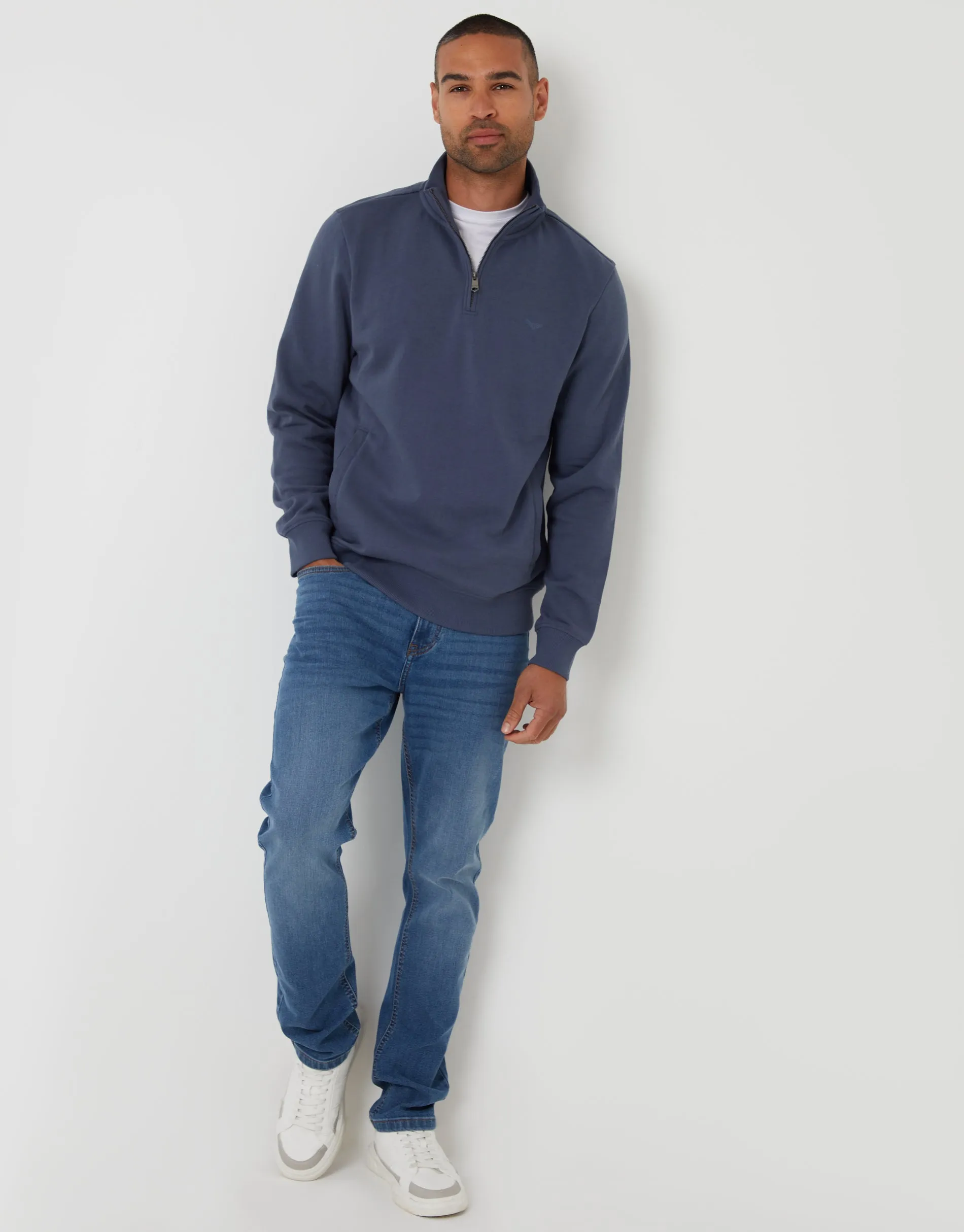 Denim Blue Quarter Zip Sweatshirt sold by Threadbare product image thumbnail 3