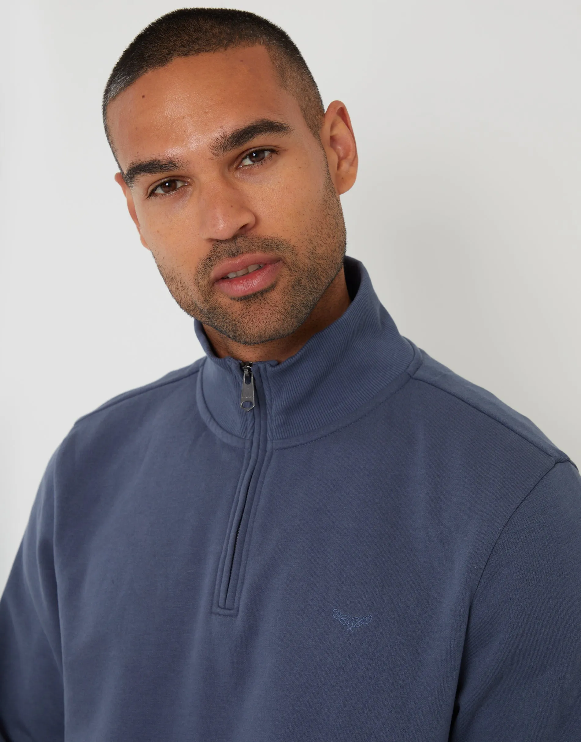 Denim Blue Quarter Zip Sweatshirt sold by Threadbare product image thumbnail 4