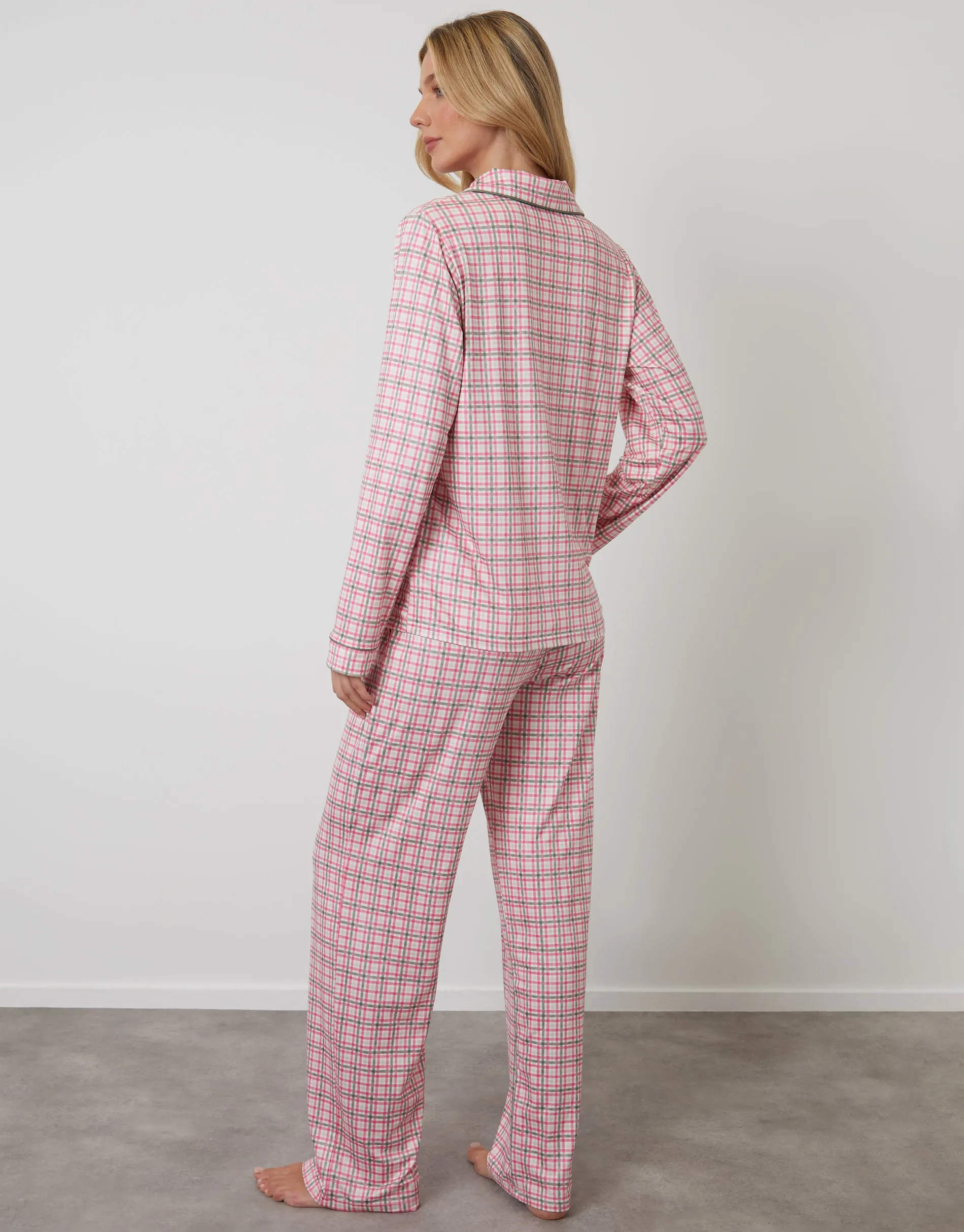 Pink Check Long Button-Through Pyjamas (2-Piece Set) sold by Threadbare product image thumbnail 4