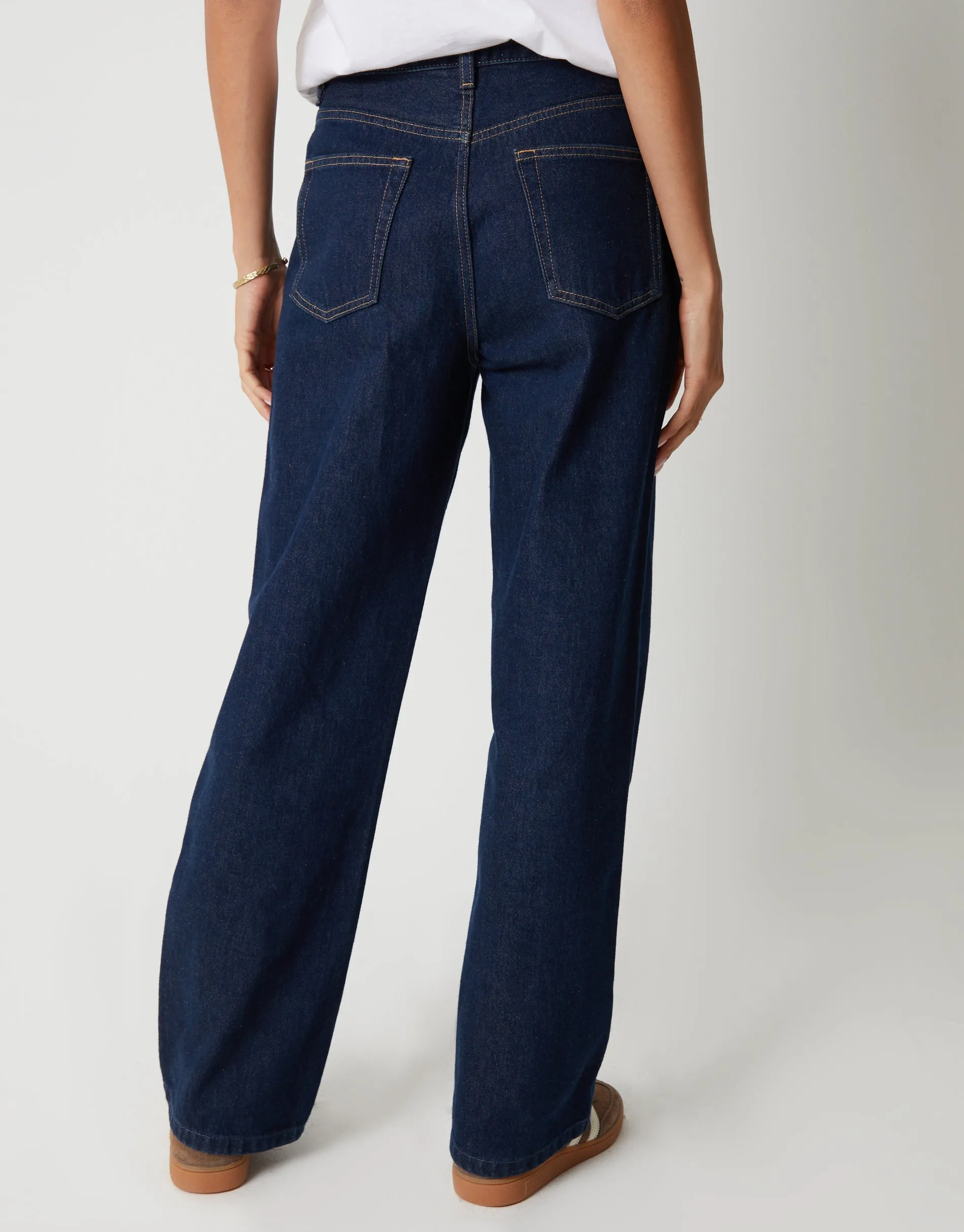 Indigo Wash Wide Straight Leg Jeans sold by Threadbare product image thumbnail 3