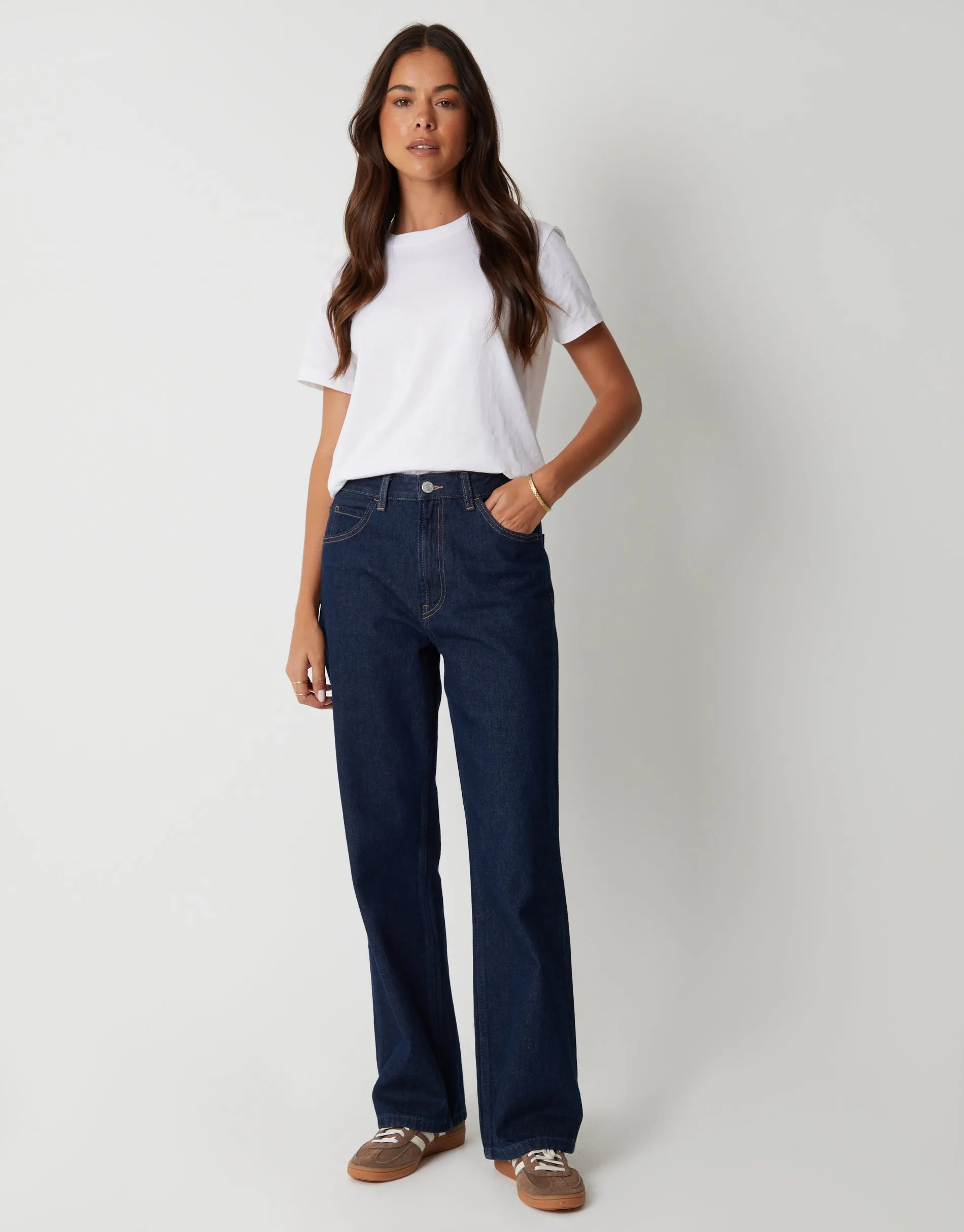 Indigo Wash Wide Straight Leg Jeans sold by Threadbare product image thumbnail 4