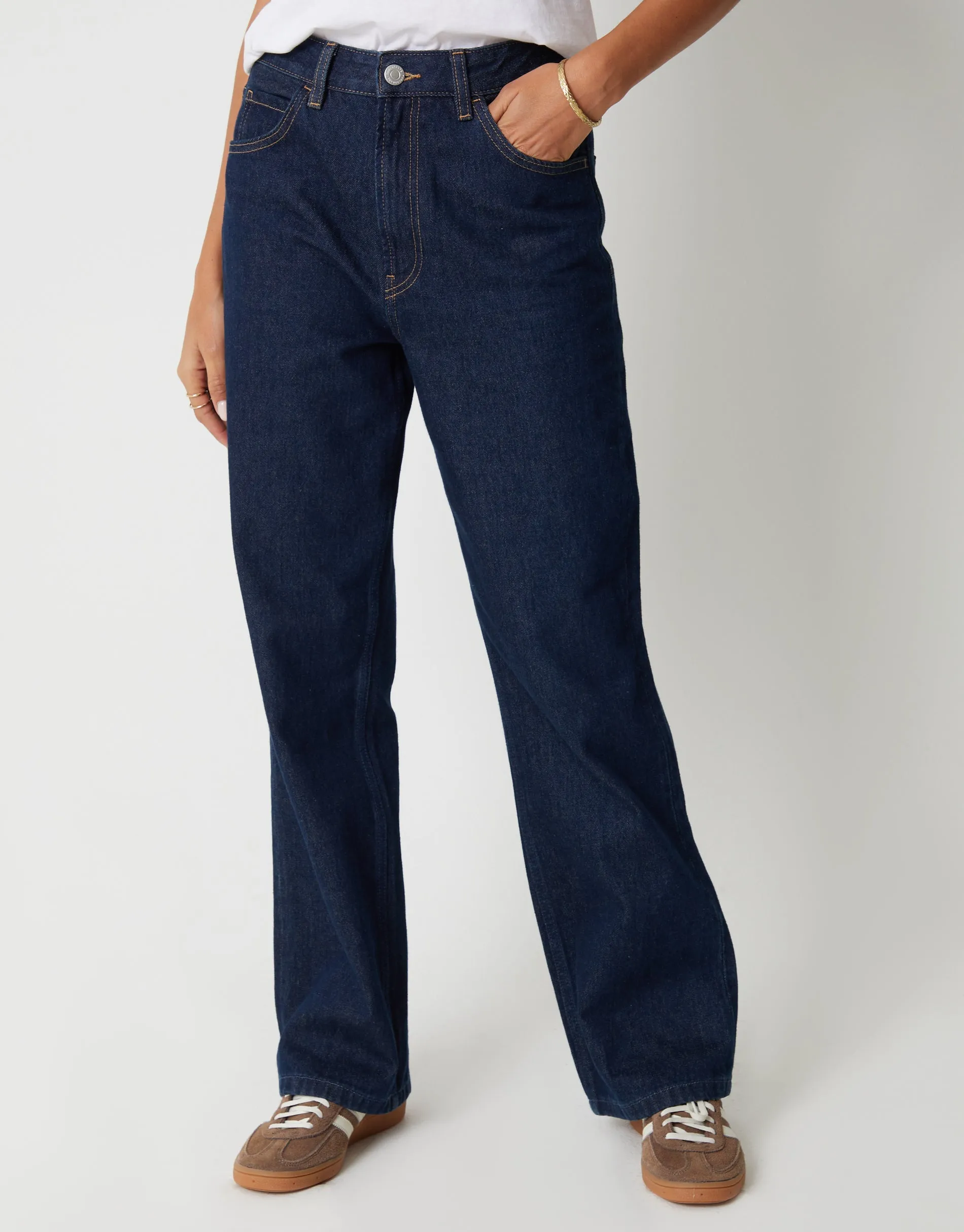 Indigo Wash Wide Straight Leg Jeans sold by Threadbare product image thumbnail 2