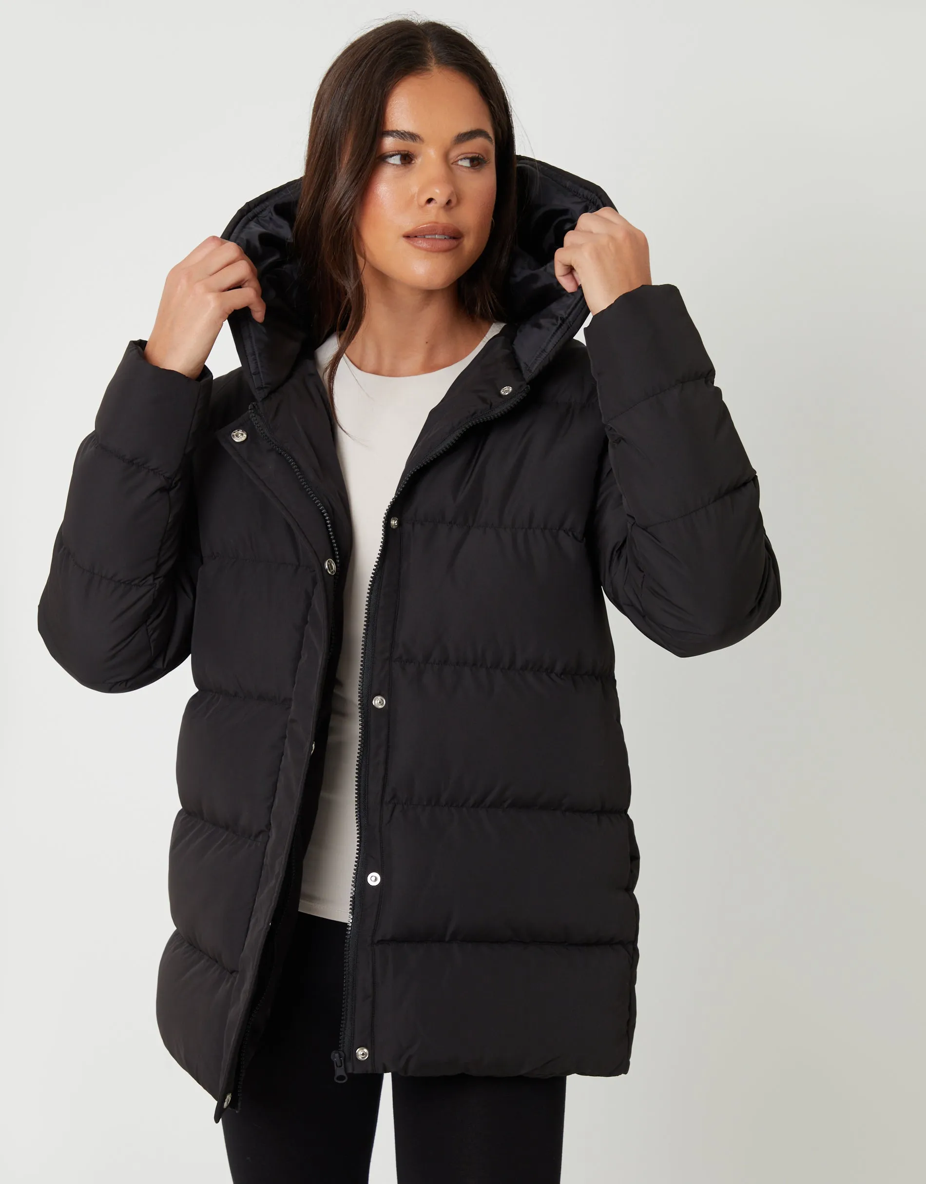 Black Puffer Jacket sold by Threadbare product image thumbnail 2